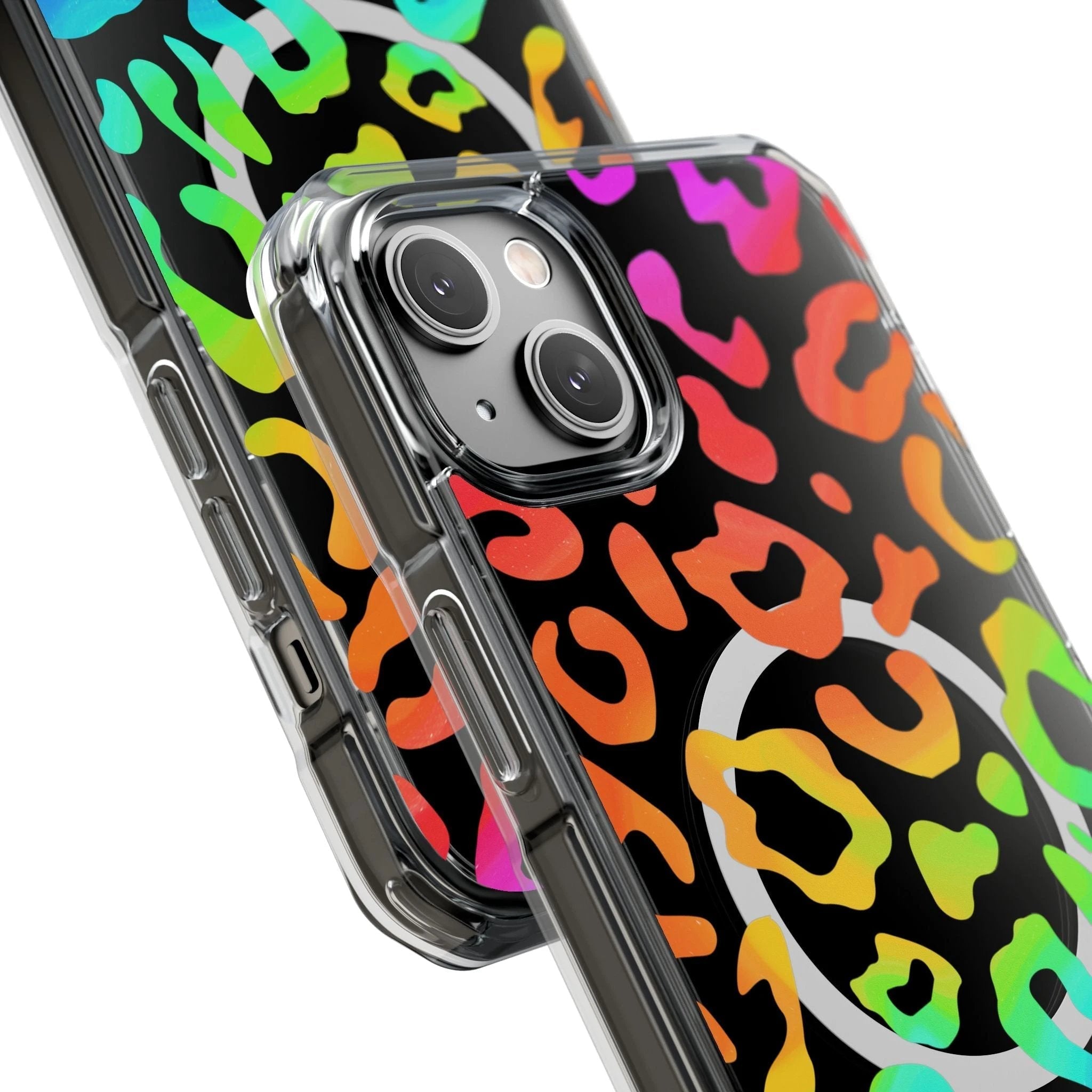 Bespattered Facade Watercolor Rainbow Leopard MagSafe Clear Impact Case by Bespattered Facade