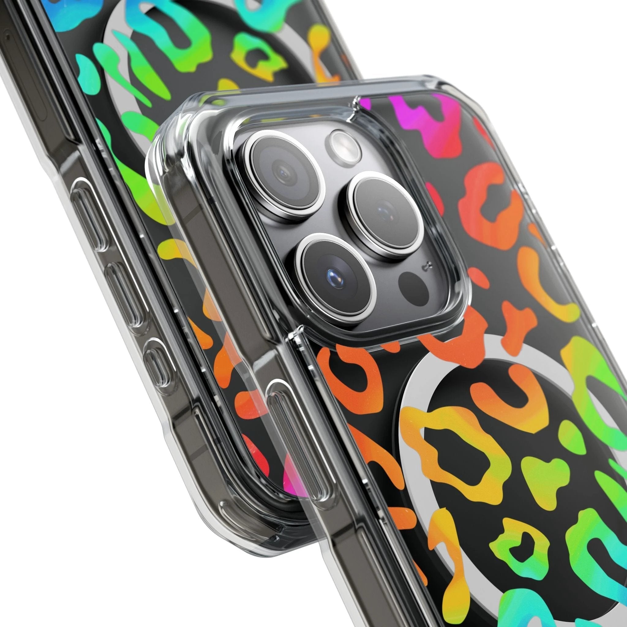 Bespattered Facade Watercolor Rainbow Leopard MagSafe Clear Impact Case by Bespattered Facade
