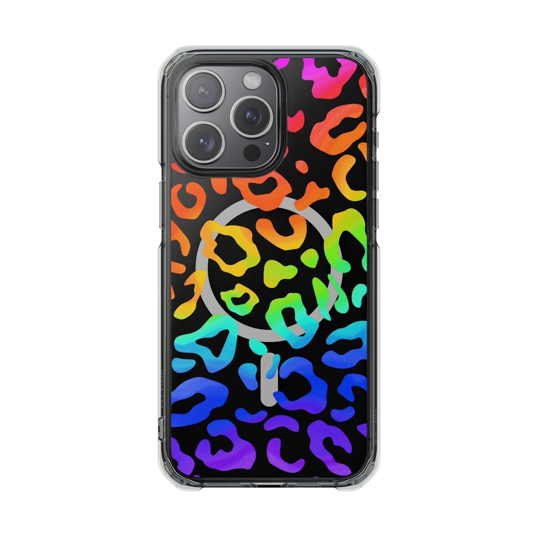 Bespattered Facade Watercolor Rainbow Leopard MagSafe Clear Impact Case by Bespattered Facade
