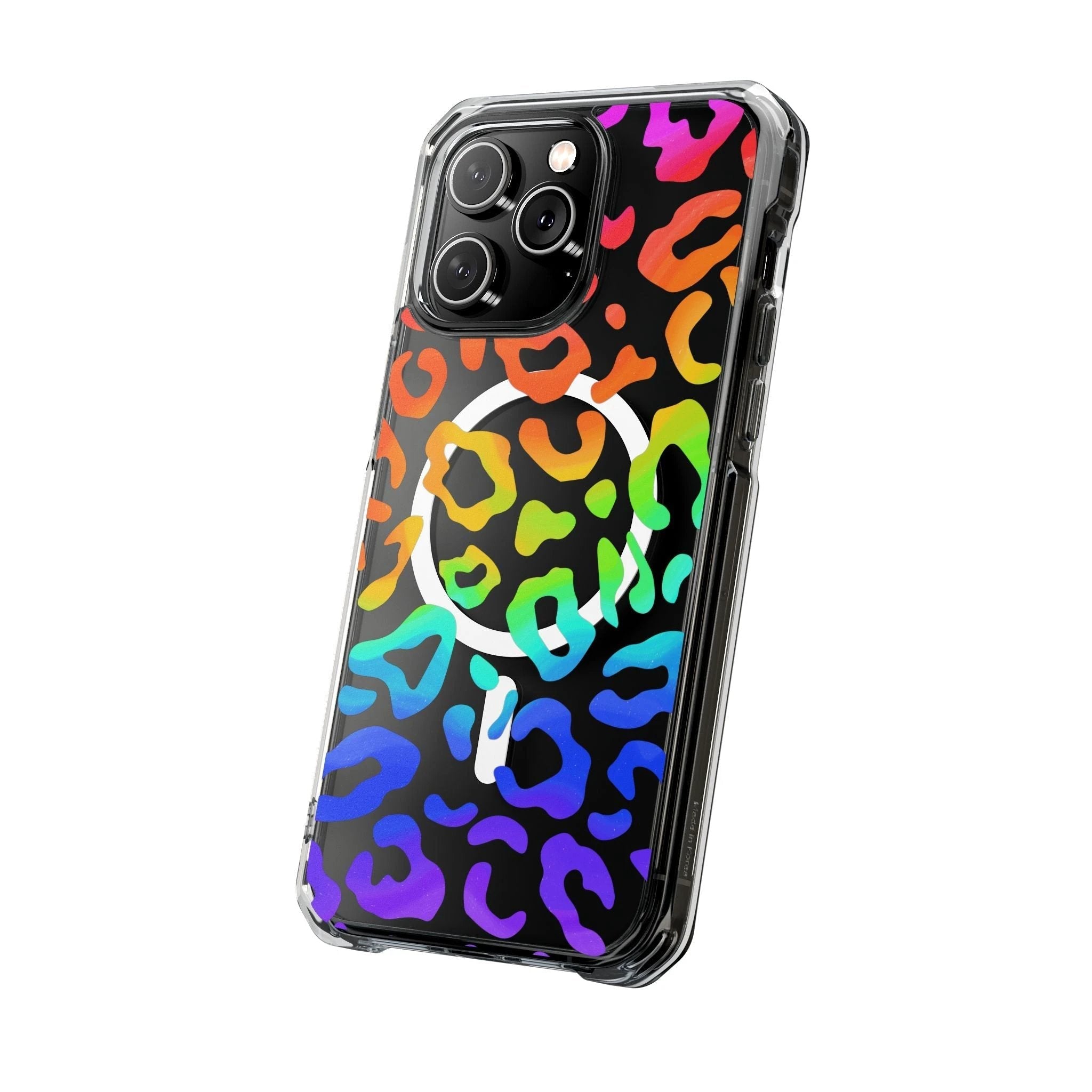 Bespattered Facade Watercolor Rainbow Leopard MagSafe Clear Impact Case by Bespattered Facade