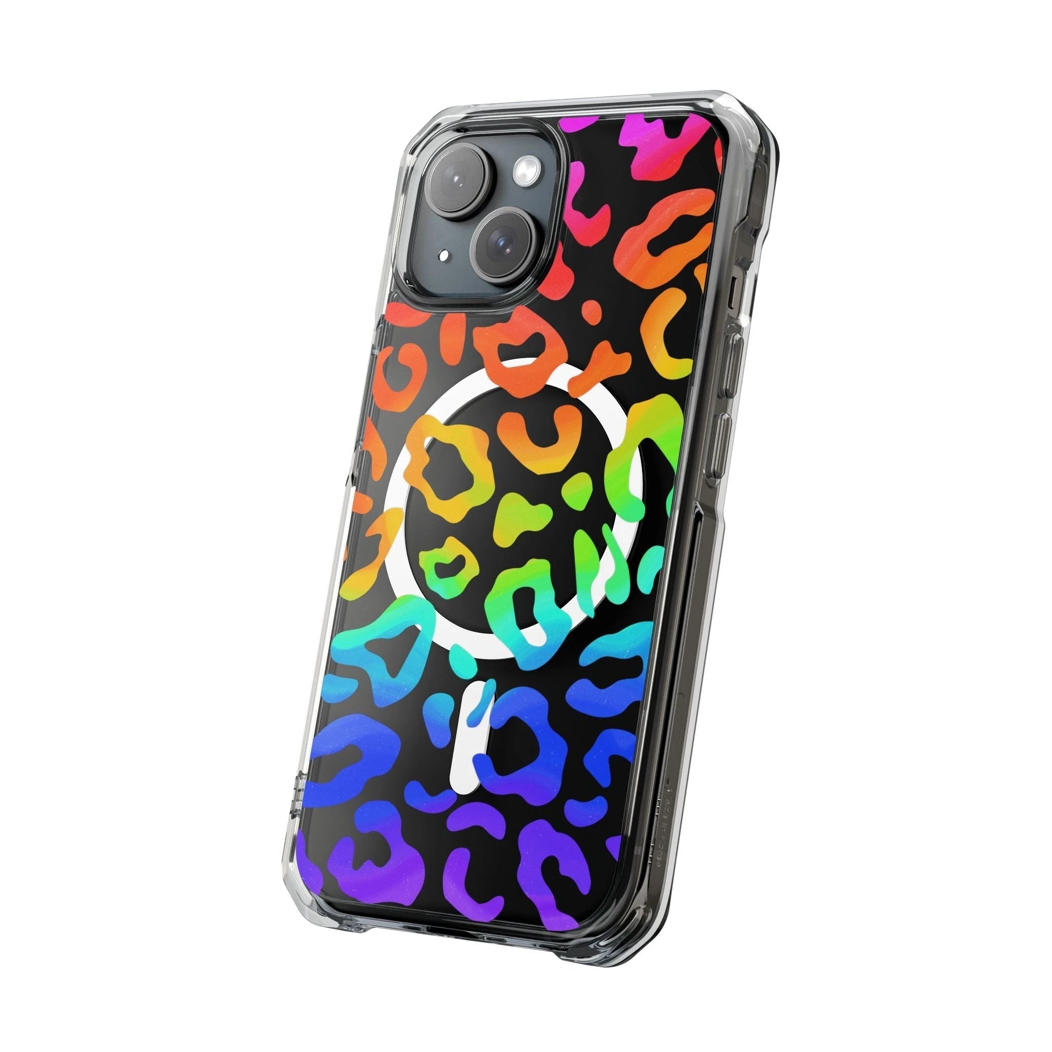 Bespattered Facade Watercolor Rainbow Leopard MagSafe Clear Impact Case by Bespattered Facade