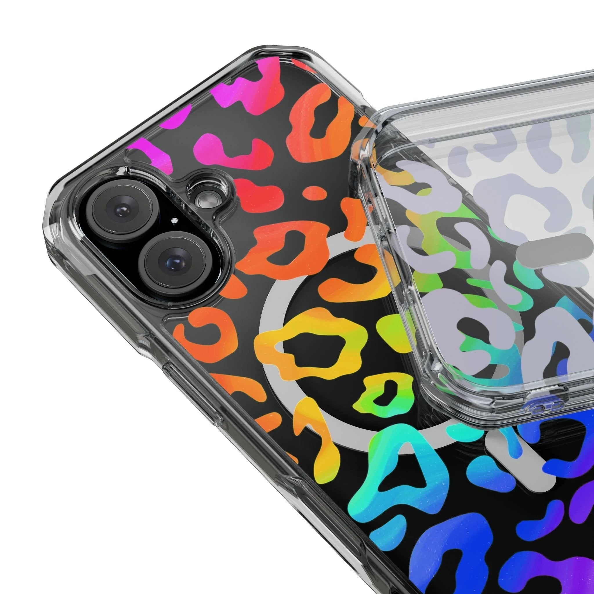 Bespattered Facade Watercolor Rainbow Leopard MagSafe Clear Impact Case by Bespattered Facade