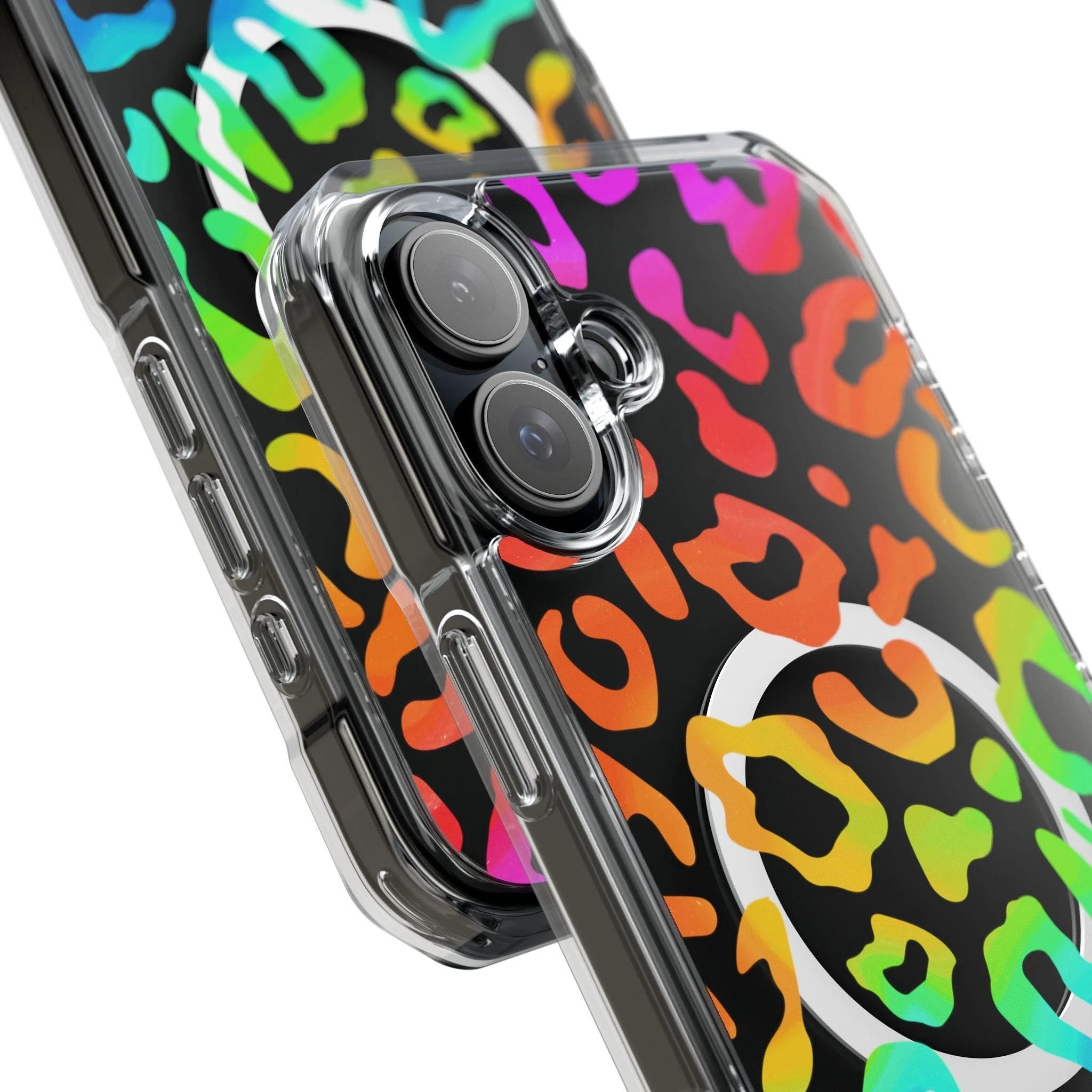 Bespattered Facade Watercolor Rainbow Leopard MagSafe Clear Impact Case by Bespattered Facade