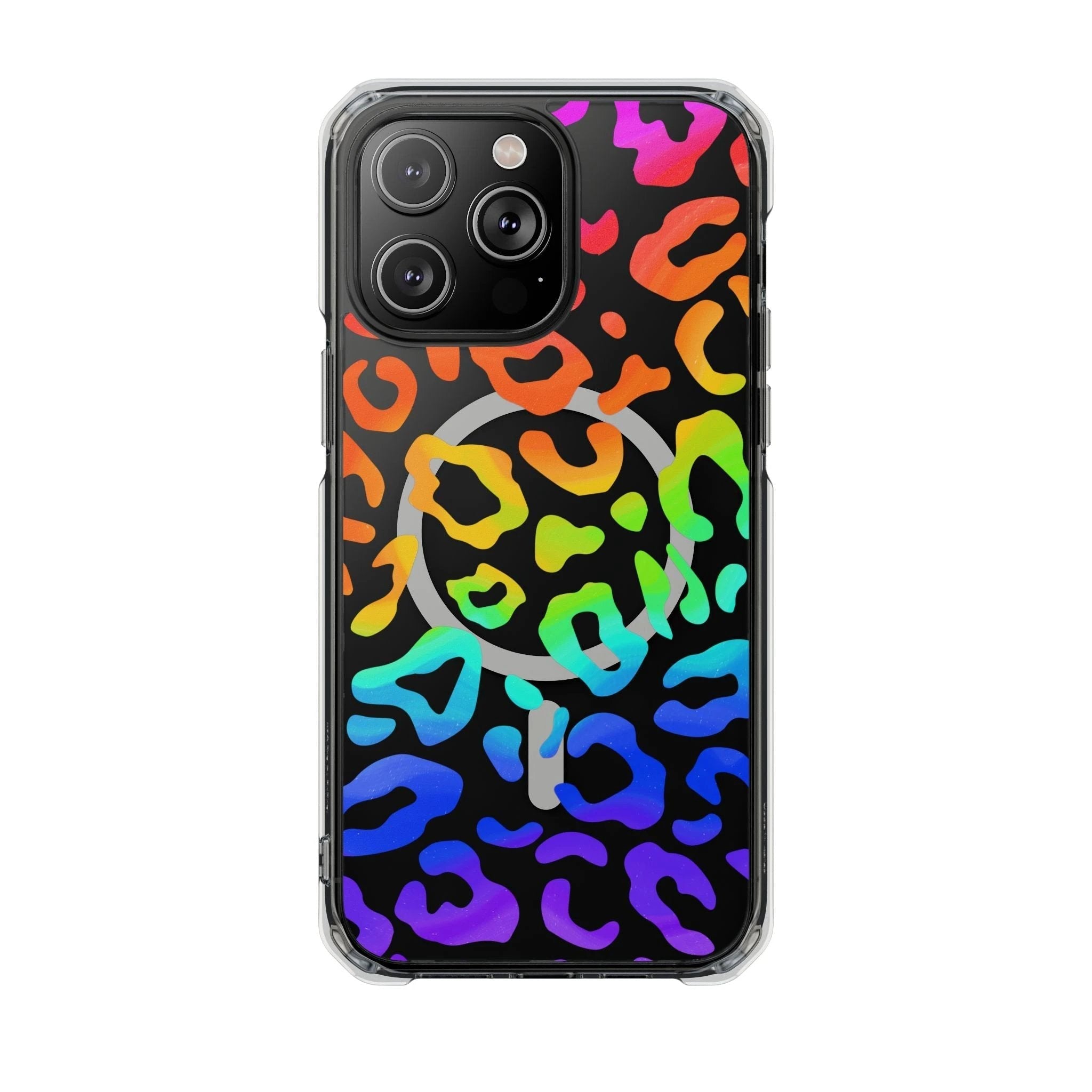 Bespattered Facade Watercolor Rainbow Leopard MagSafe Clear Impact Case by Bespattered Facade