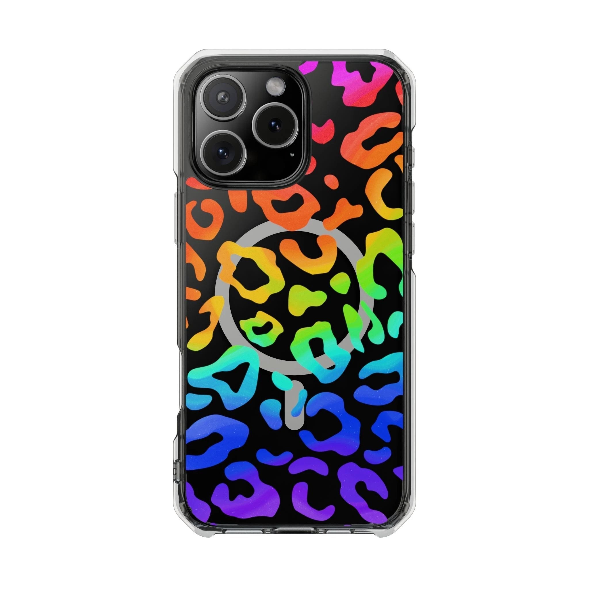 Bespattered Facade Watercolor Rainbow Leopard MagSafe Clear Impact Case by Bespattered Facade