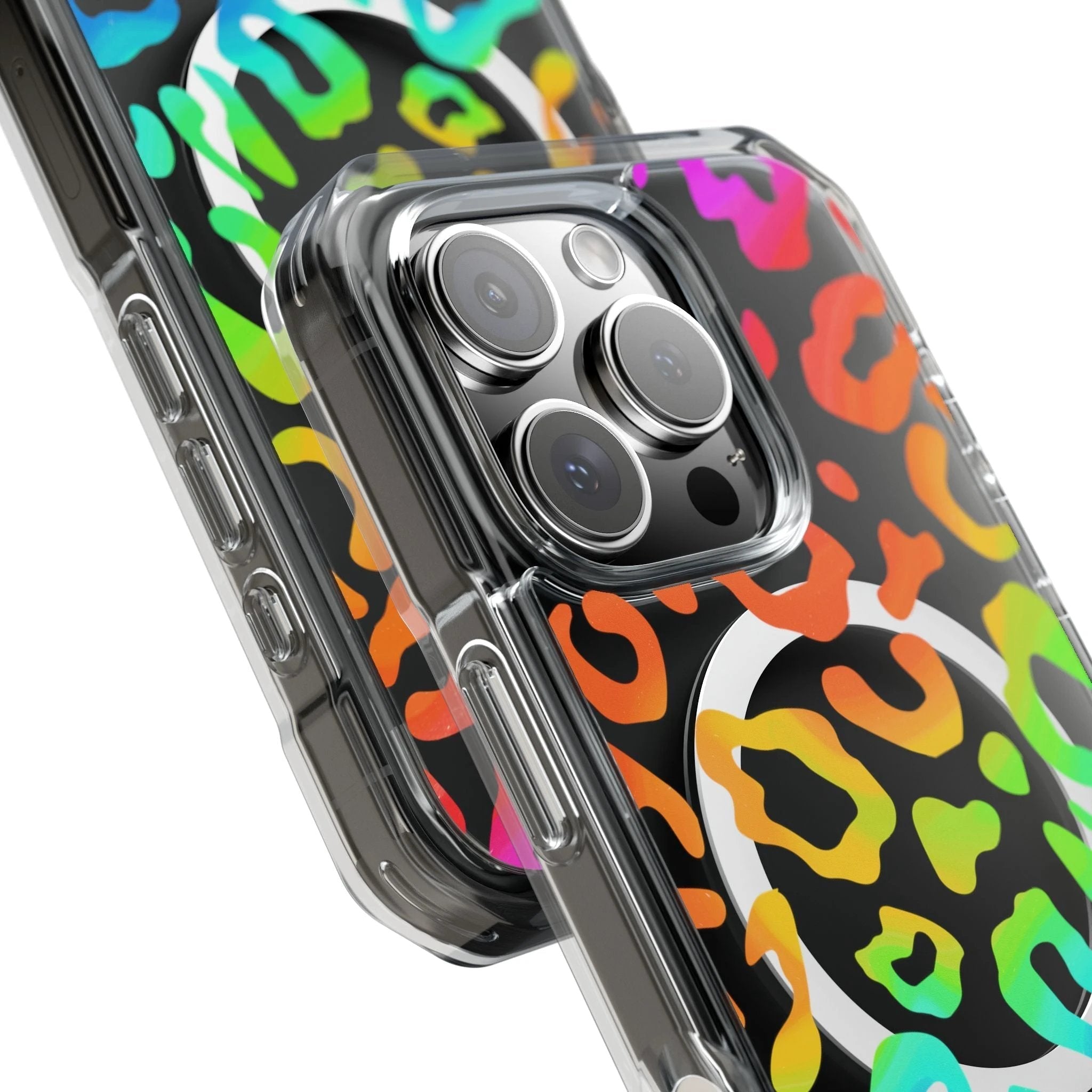Bespattered Facade Watercolor Rainbow Leopard MagSafe Clear Impact Case by Bespattered Facade