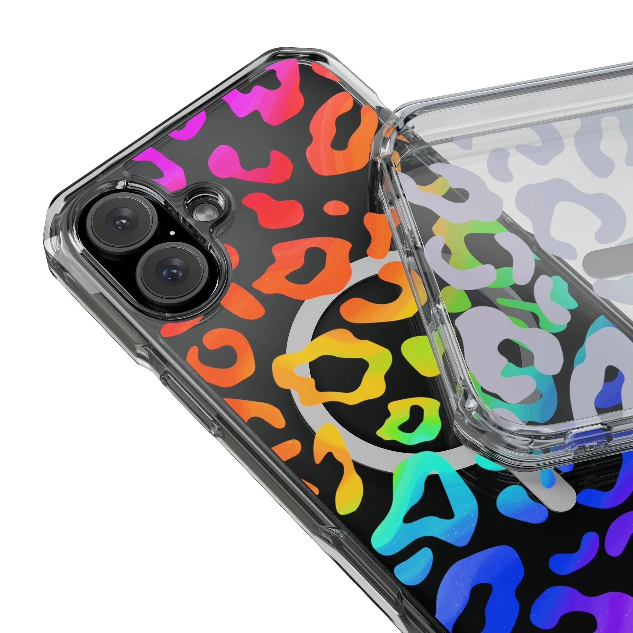 Bespattered Facade Watercolor Rainbow Leopard MagSafe Clear Impact Case by Bespattered Facade