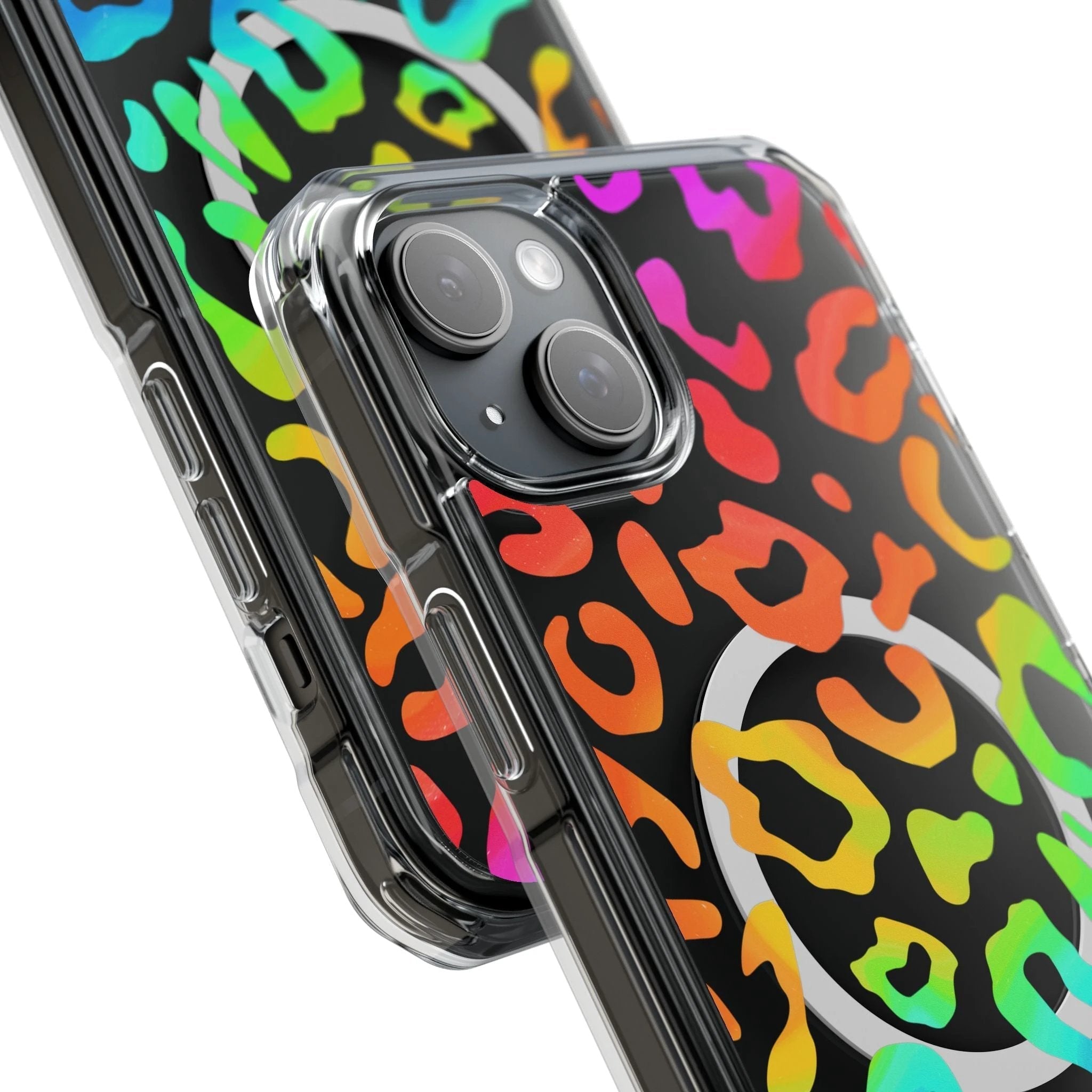 Bespattered Facade Watercolor Rainbow Leopard MagSafe Clear Impact Case by Bespattered Facade