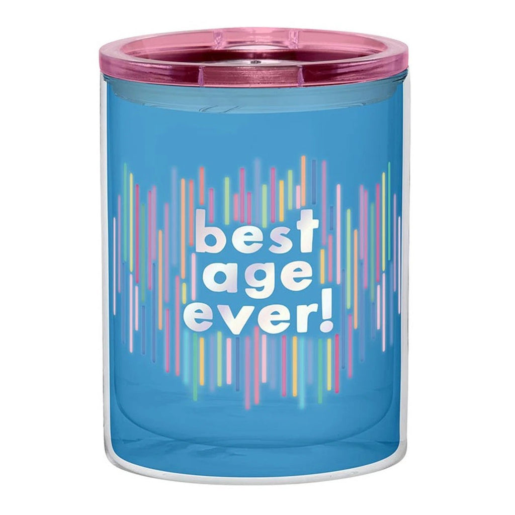 Best Age Ever Birthday Double-Wall Short Tumbler in Blue | Insulated Acrylic Travel Tumbler with Lid by The Bullish Store