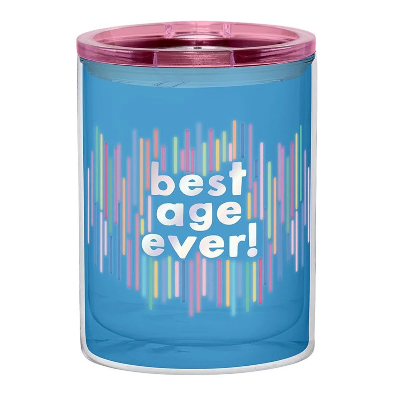 Best Age Ever Birthday Double-Wall Short Tumbler in Blue | Insulated Acrylic Travel Tumbler with Lid by The Bullish Store