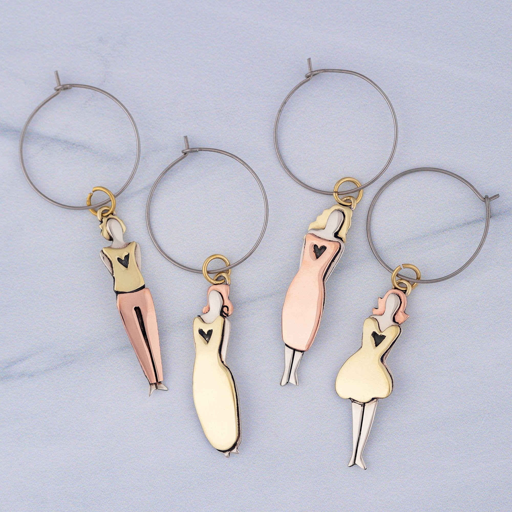 Between Sisters Wine Charms - Set of 4 Serveware La Vie Bien Between Sisters Wine Charms - Set of 4