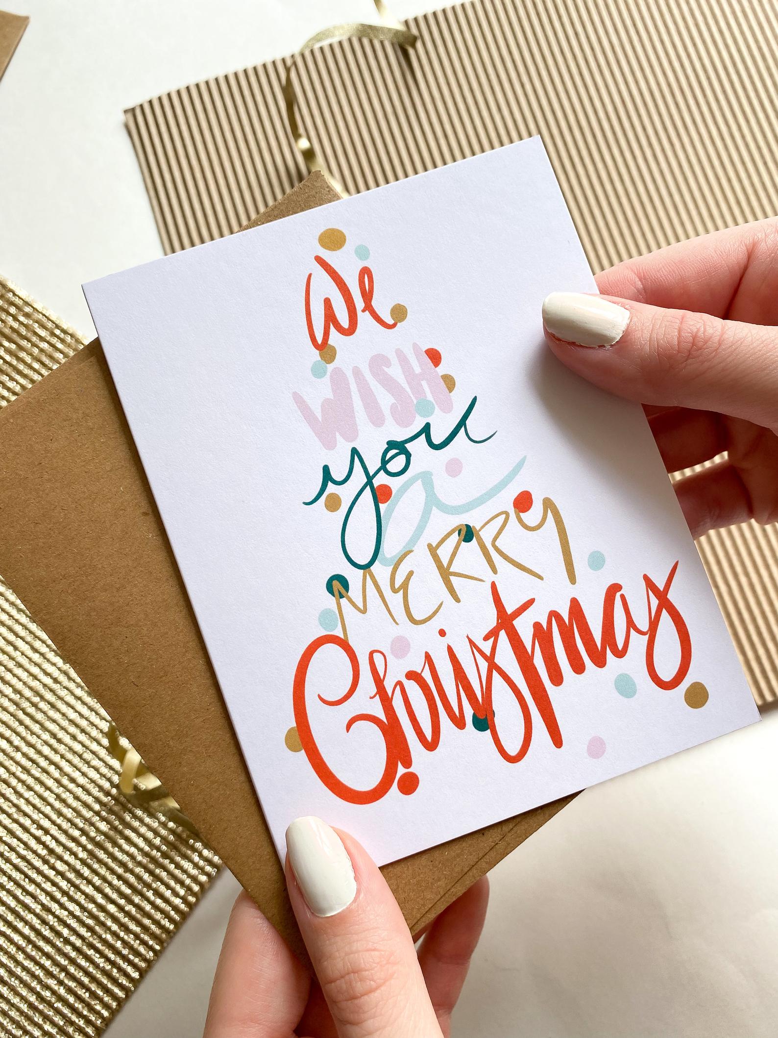 Merry Christmas Hand Lettered Christmas Tree Card