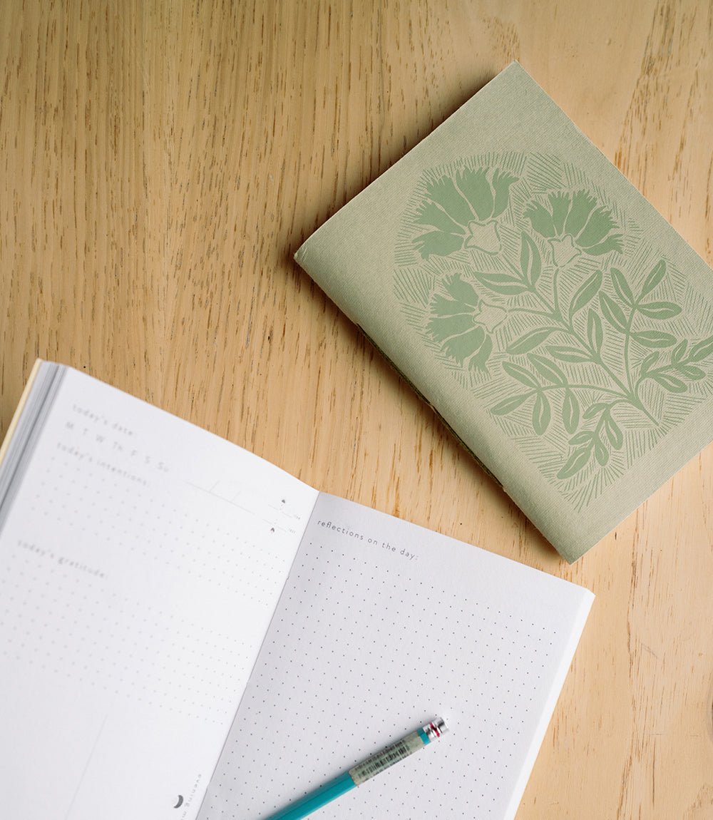 Bhakti Sage 5x7 Self Care Journal - Recycled Paper HME stock line La Vie Bien Bhakti Sage 5x7 Self Care Journal - Recycled Paper