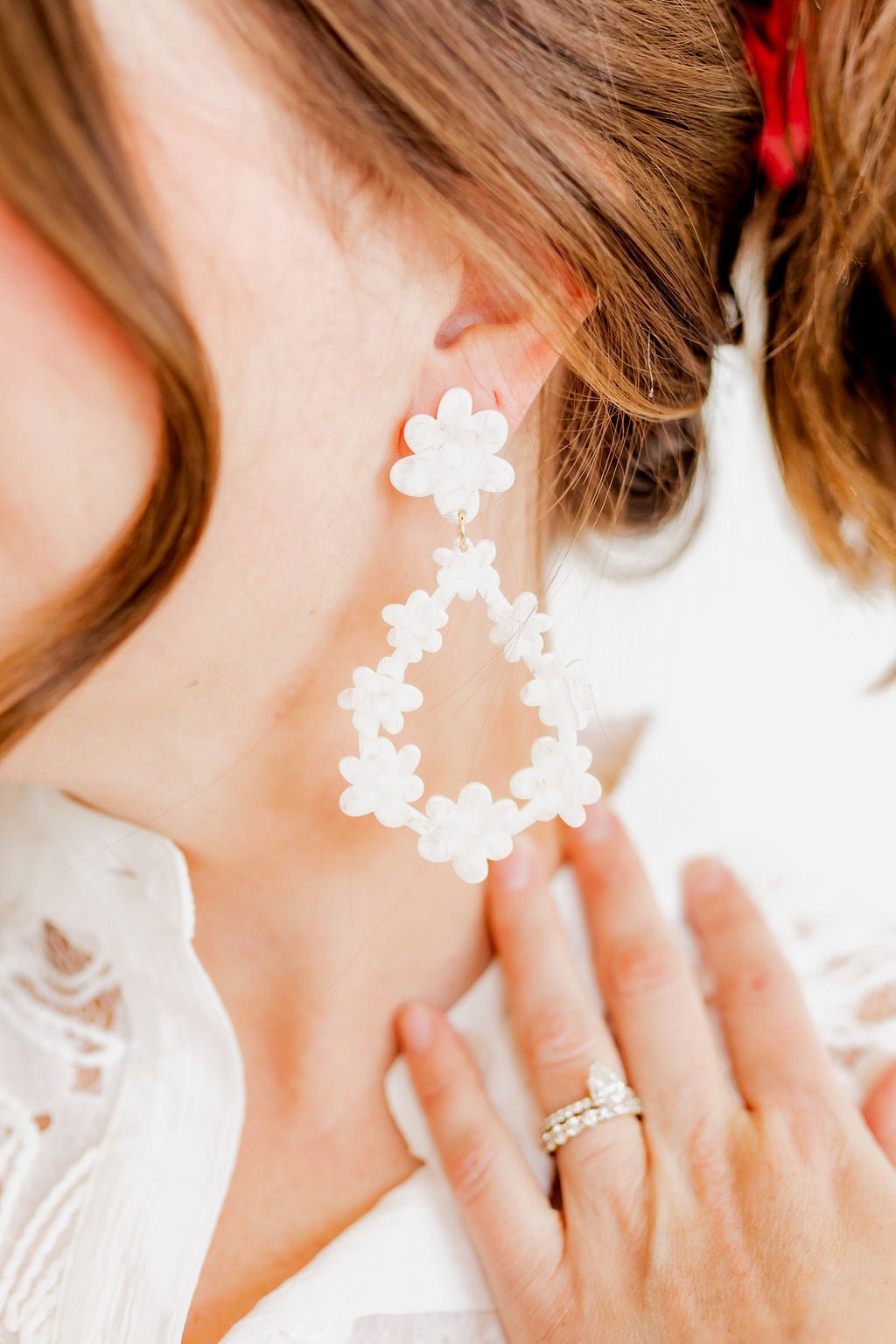 Bianca Statement Earrings - White Shell