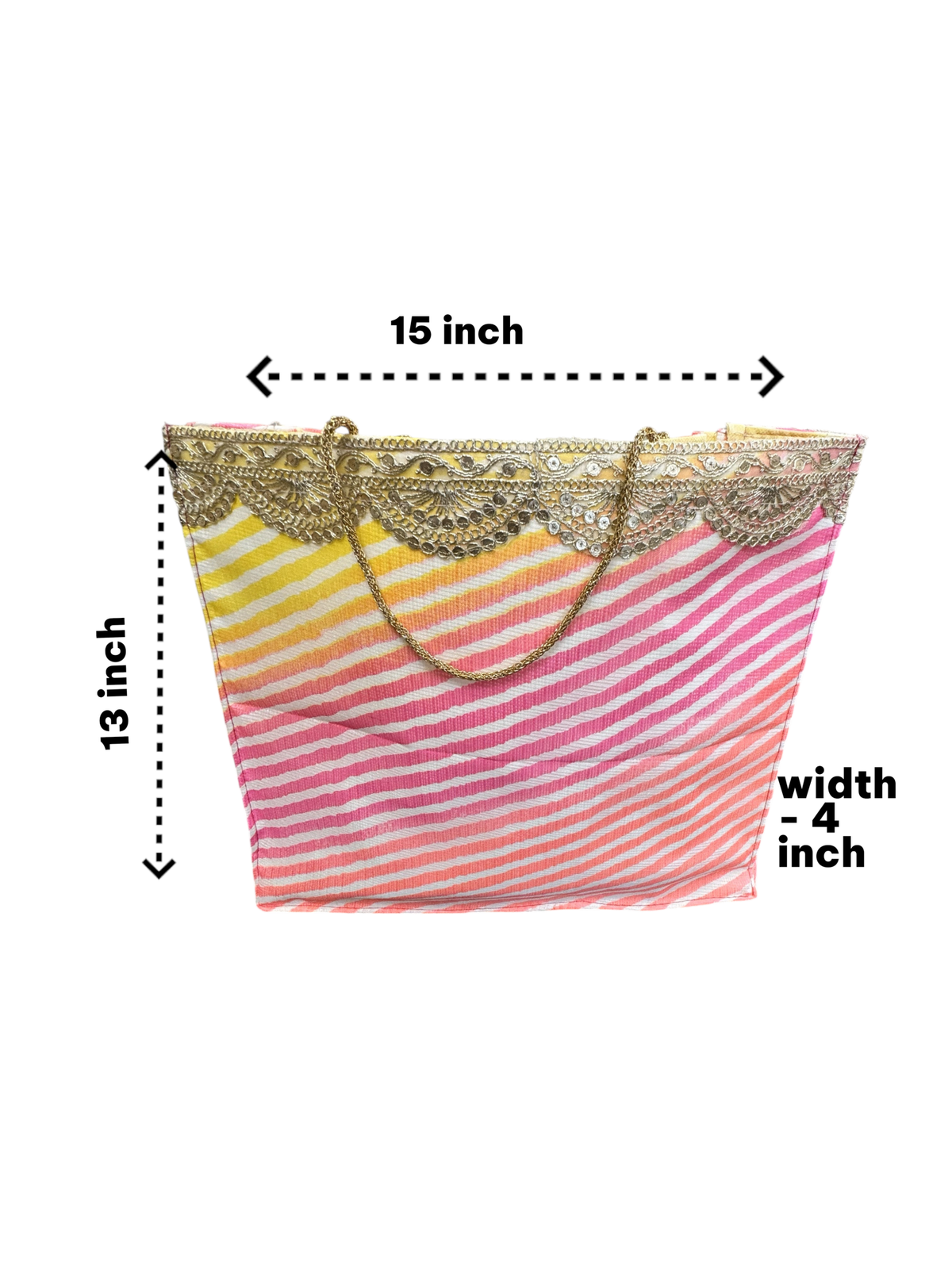 Big Lehariya Fabric Bags with Handle Traditional Gifts La Vie Bien Big Lehariya Fabric Bags with Handle
