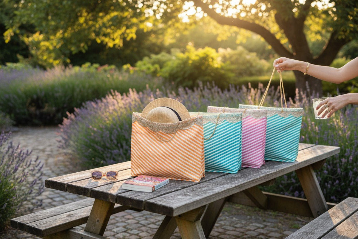 Big Lehariya Fabric Bags with Handle Traditional Gifts La Vie Bien Big Lehariya Fabric Bags with Handle