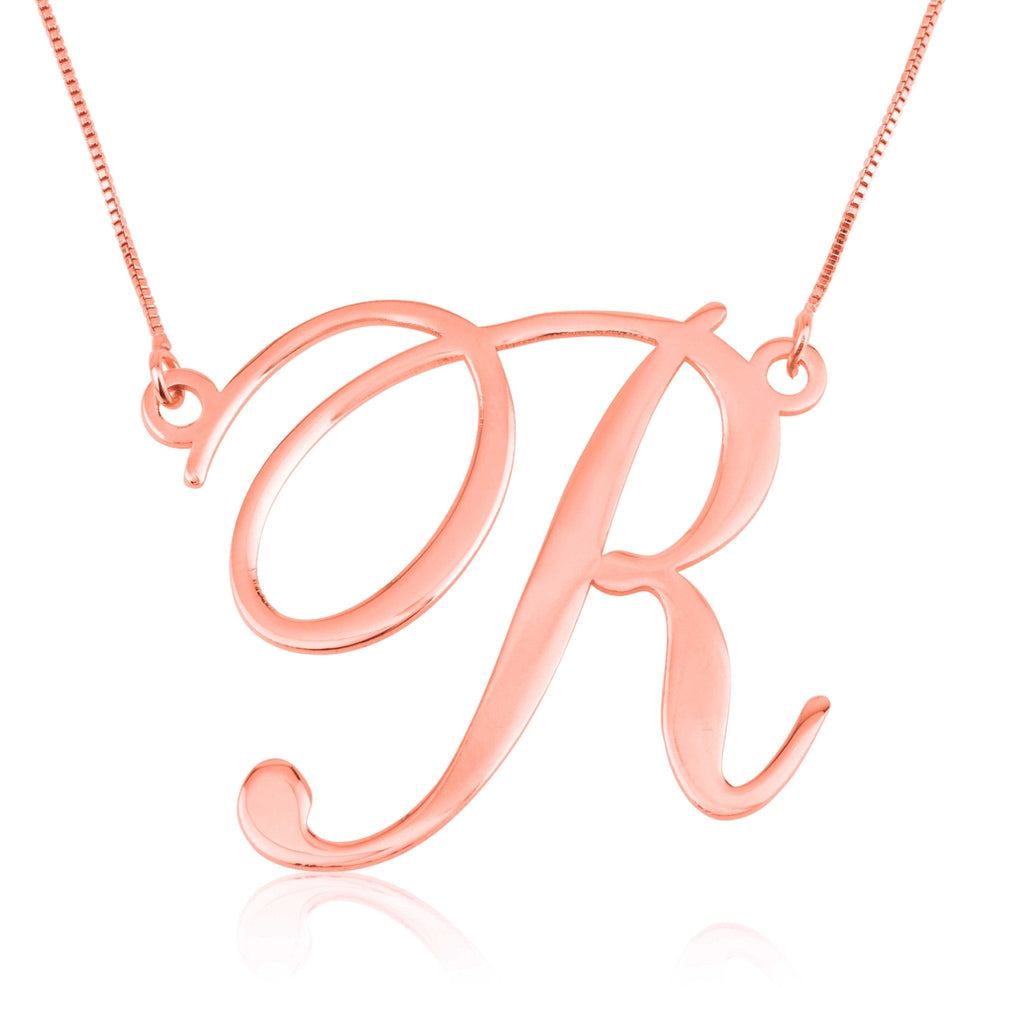 Big Letter Necklace In Cursive Font
