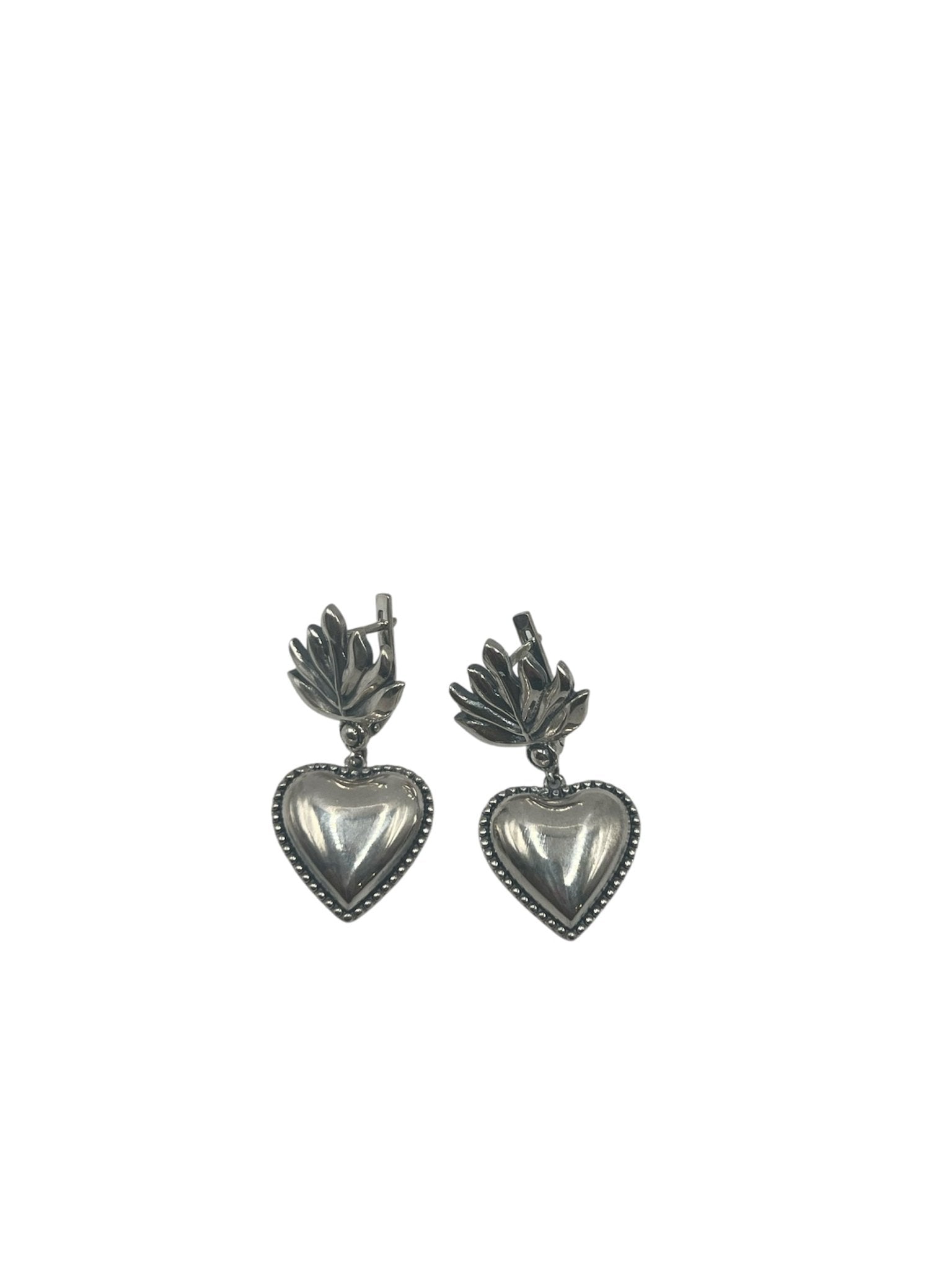 Big Silver Sacred Heart Earrings Silver Earring La Vie Bien Big Silver Sacred Heart Earrings
