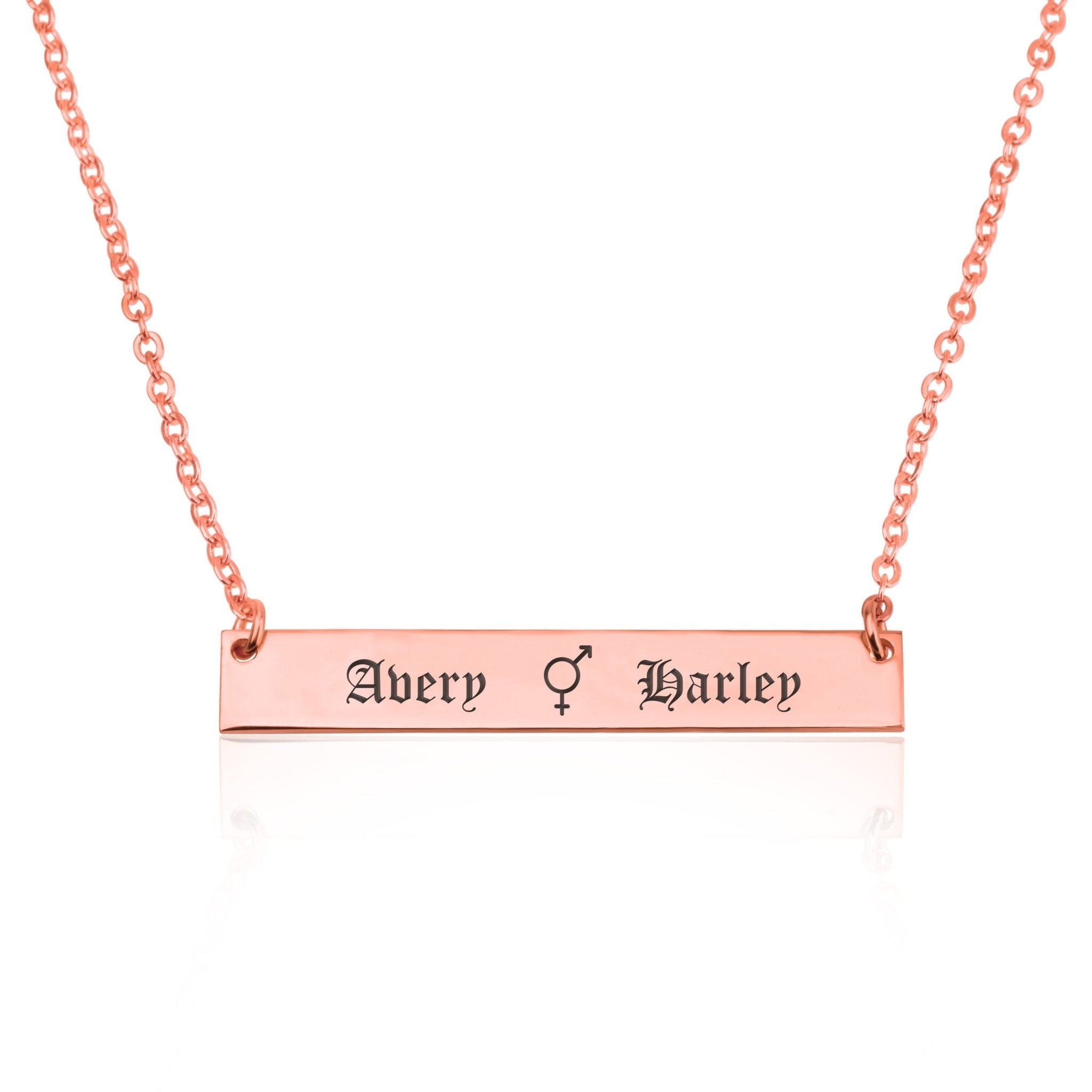 Bigender Bar Necklace With Engraved Names La Vie Bien Bigender Bar Necklace With Engraved Names