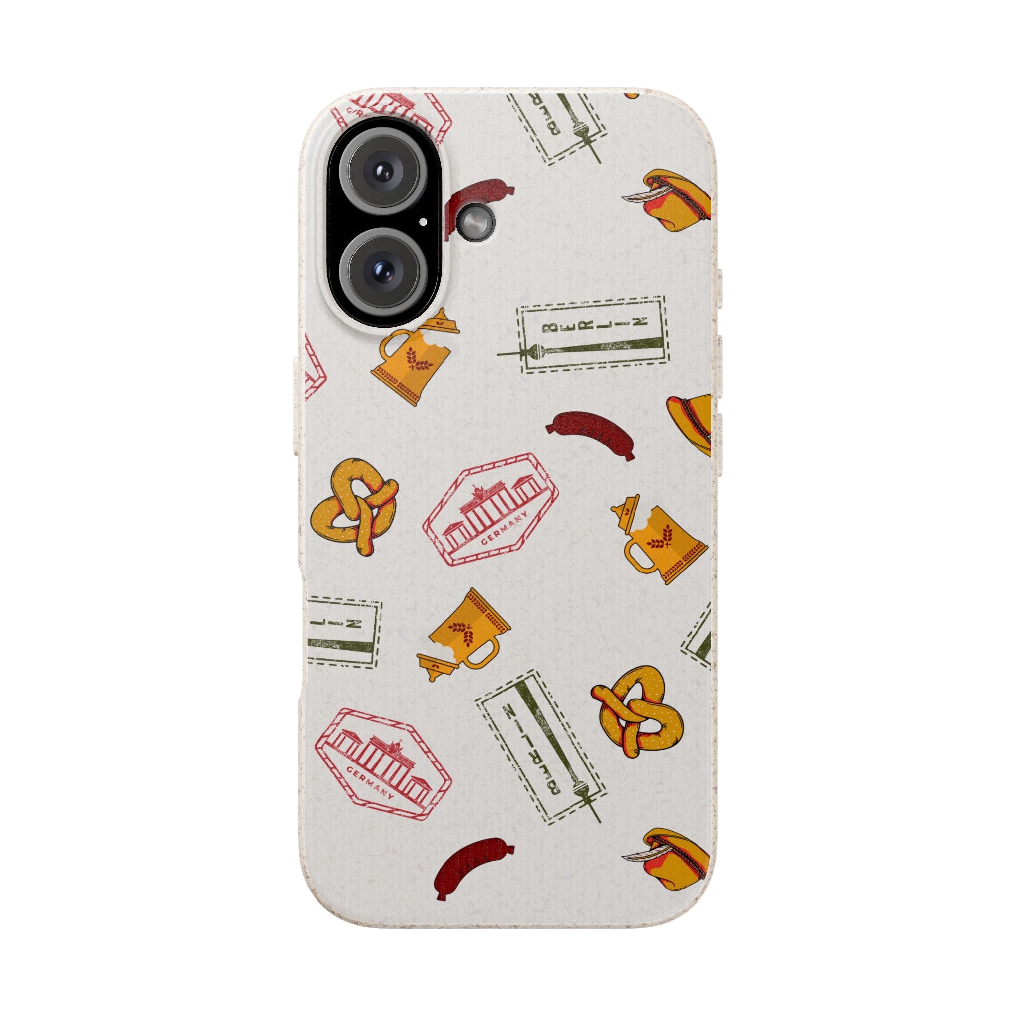 Biodegradable Phone Case with German goodies (Bavarian Pretzels, Beer Steins, hats, Fernsehturm tower & Berlin Stamps) Phone Case La Vie Bien Biodegradable Phone Case with German goodies (Bavarian Pretzels, Beer Steins, hats, Fernsehturm tower & Berlin Stamps)