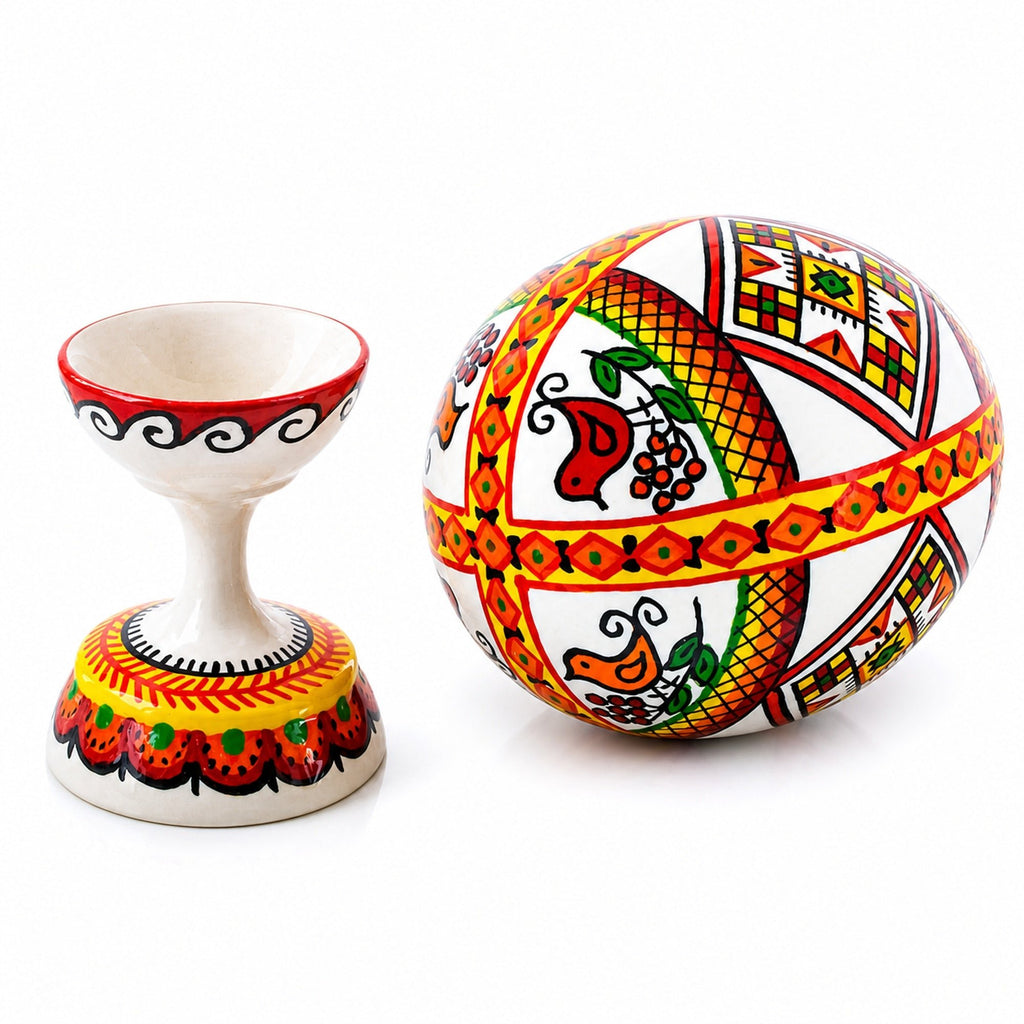 Bird Ukrainian Wooden Easter Egg Pysanka on a Stand 3.75 Inches Easter Eggs > Wooden > Singles La Vie Bien Bird Ukrainian Wooden Easter Egg Pysanka on a Stand 3.75 Inches