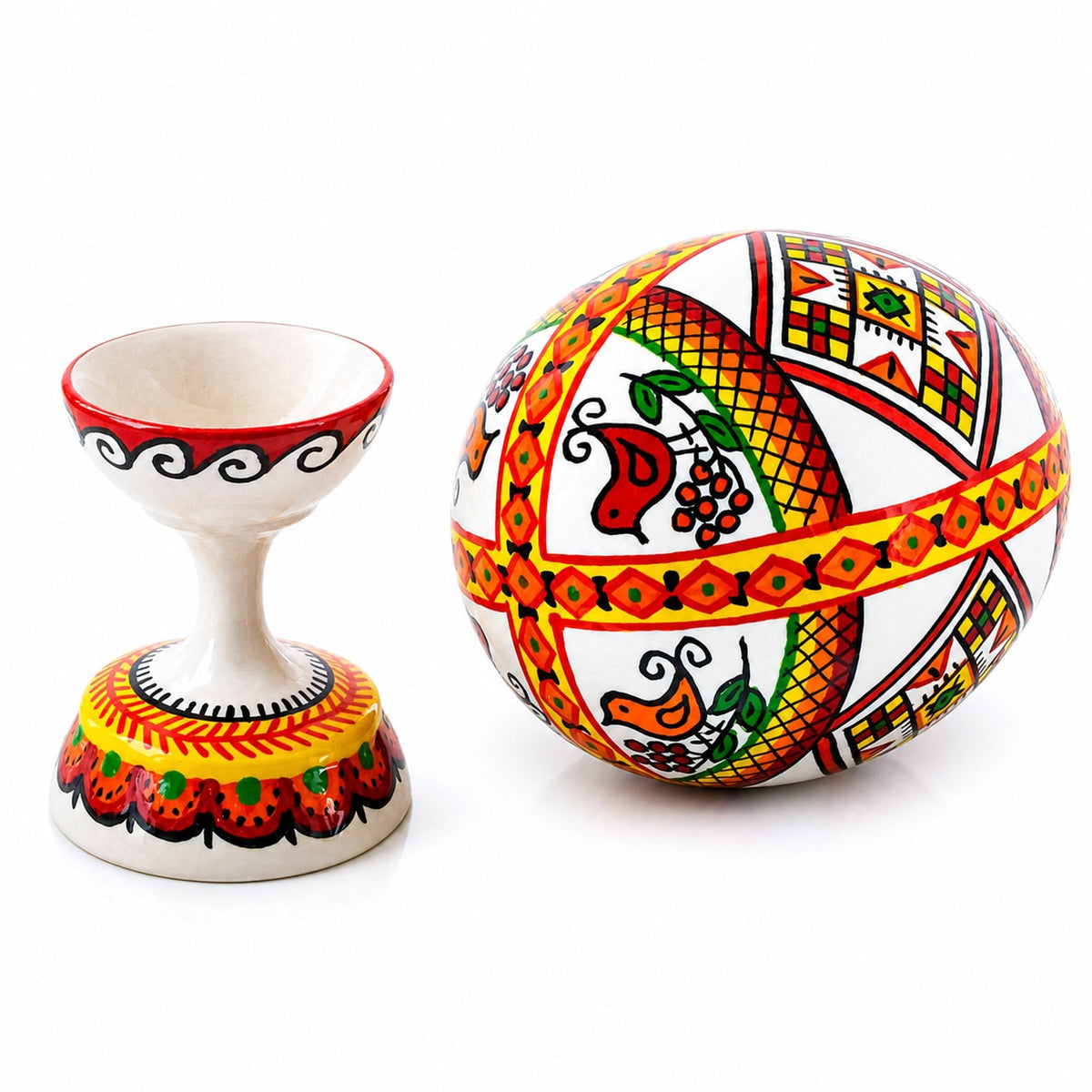 Bird Ukrainian Wooden Easter Egg Pysanka on a Stand 3.75 Inches Easter Eggs > Wooden > Singles La Vie Bien Bird Ukrainian Wooden Easter Egg Pysanka on a Stand 3.75 Inches
