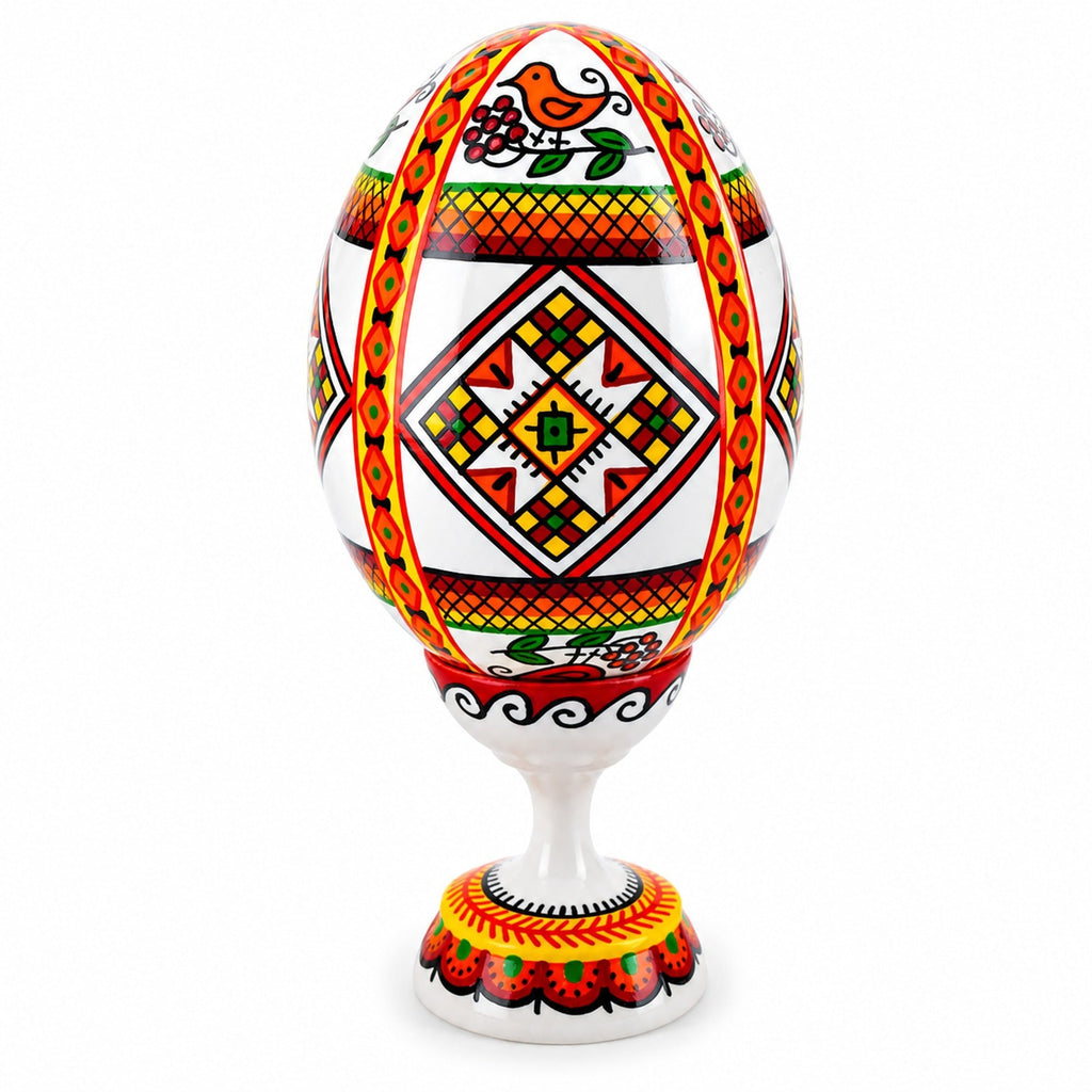Bird Ukrainian Wooden Easter Egg Pysanka on a Stand 3.75 Inches Easter Eggs > Wooden > Singles La Vie Bien Bird Ukrainian Wooden Easter Egg Pysanka on a Stand 3.75 Inches