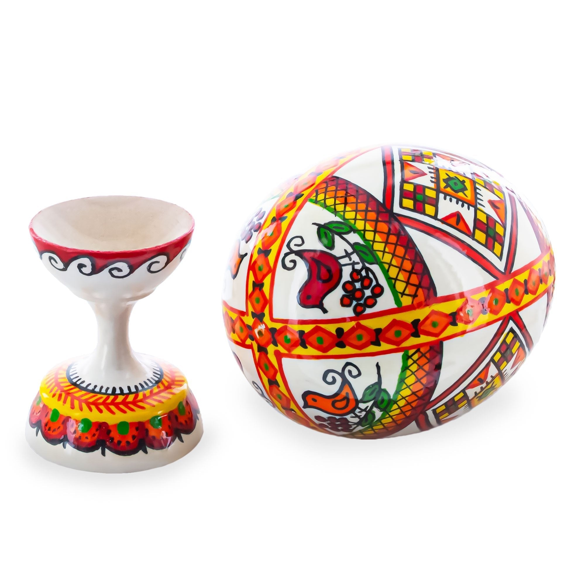 Bird Ukrainian Wooden Easter Egg Pysanka on a Stand 3.75 Inches Easter Eggs > Wooden > Singles La Vie Bien Bird Ukrainian Wooden Easter Egg Pysanka on a Stand 3.75 Inches