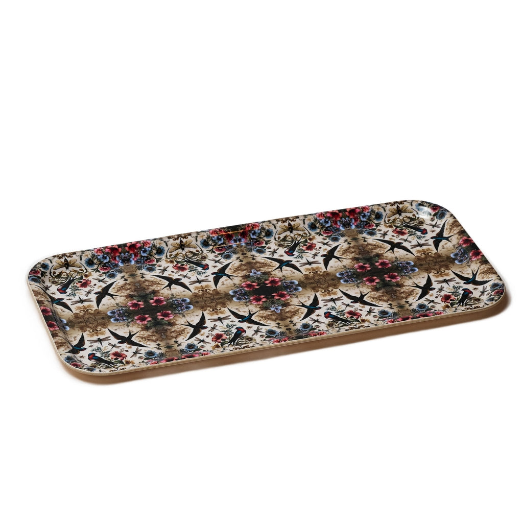 Birds and Bees Narrow Birchwood Small Decorative Tray Kitchen & Dining La Vie Bien Birds and Bees Narrow Birchwood Small Decorative Tray