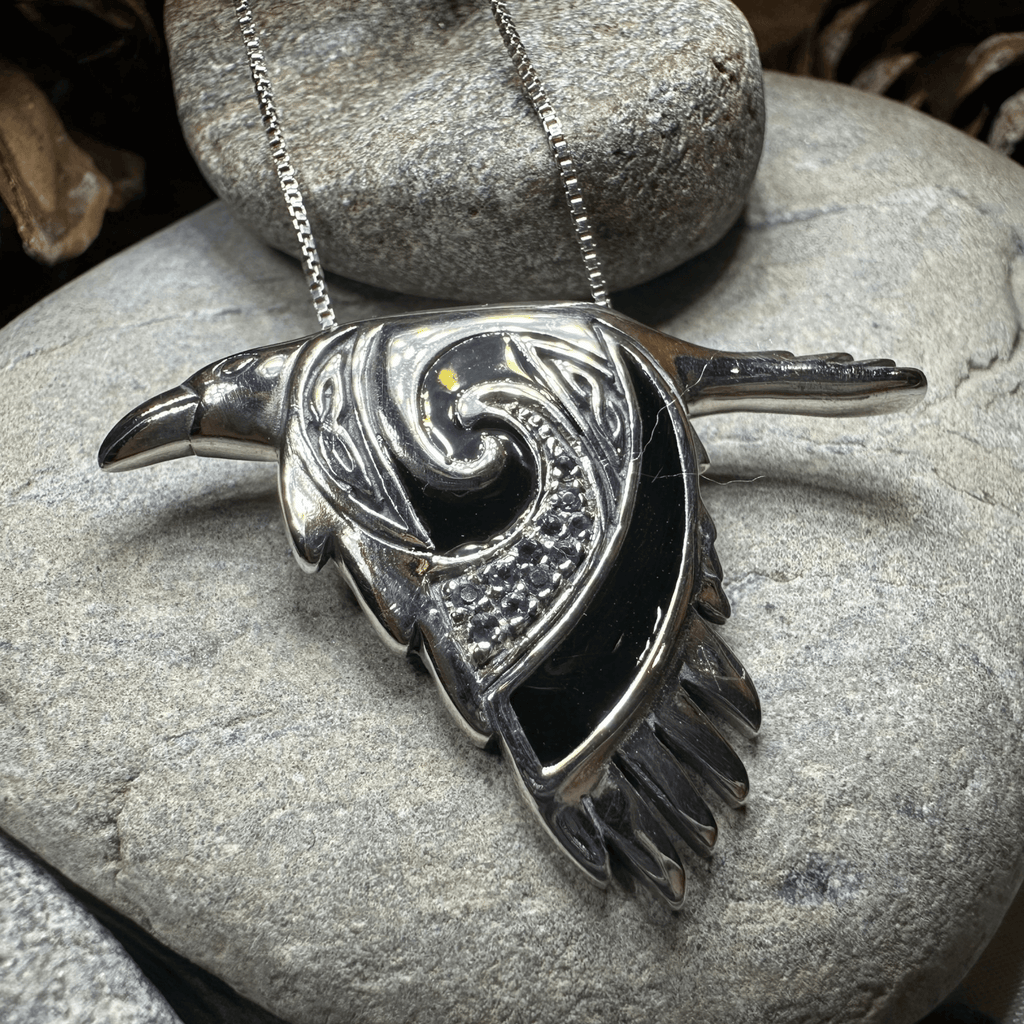 Birget Celtic Raven Necklace in Sterling Silver Pendant La Vie Bien Birget Celtic Raven Necklace in Sterling Silver