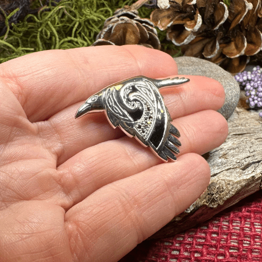 Birget Celtic Raven Necklace in Sterling Silver Pendant La Vie Bien Birget Celtic Raven Necklace in Sterling Silver