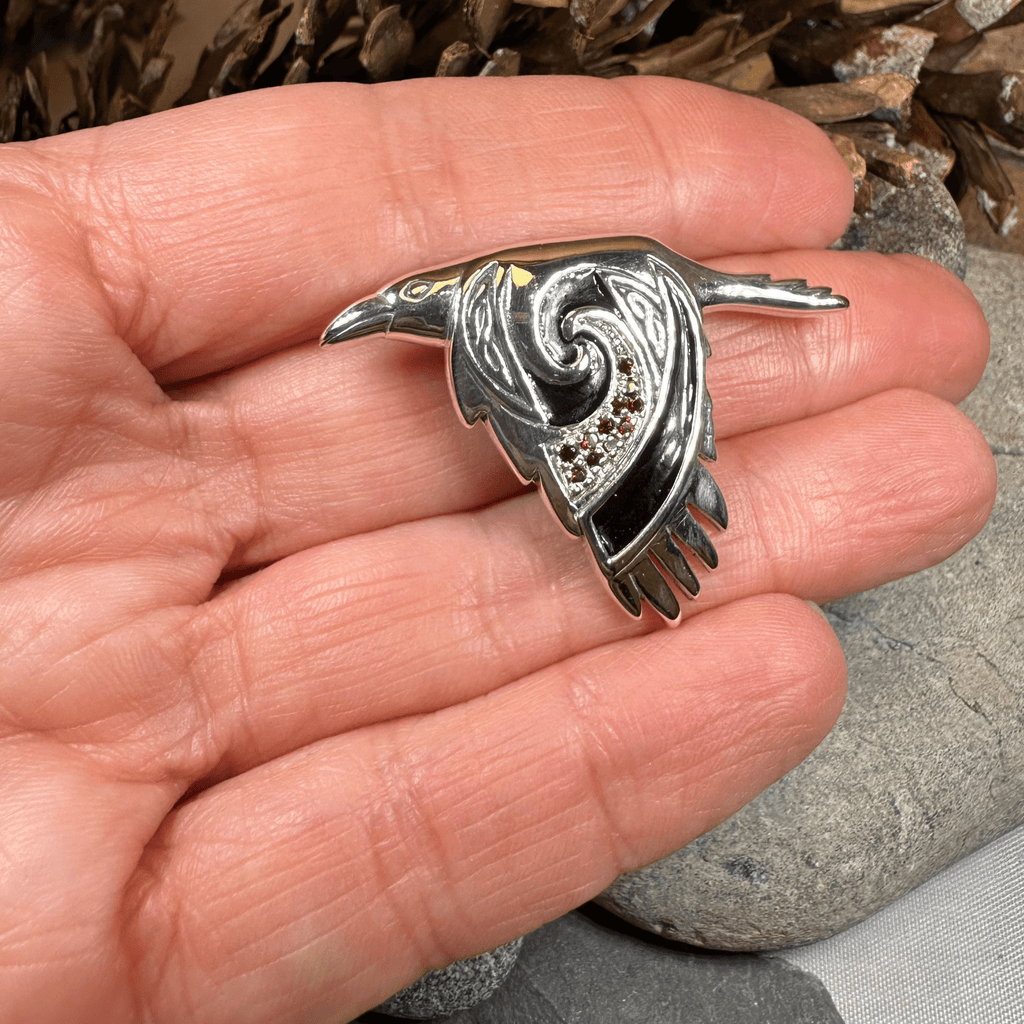 Birget Celtic Raven Necklace in Sterling Silver Pendant La Vie Bien Birget Celtic Raven Necklace in Sterling Silver