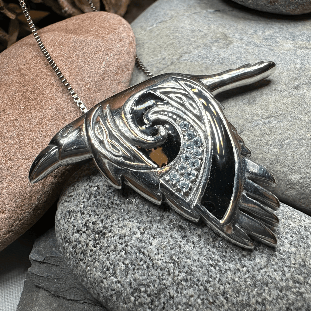 Birget Celtic Raven Necklace in Sterling Silver Pendant La Vie Bien Birget Celtic Raven Necklace in Sterling Silver