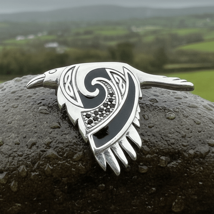Birget Celtic Raven Necklace in Sterling Silver Pendant La Vie Bien Birget Celtic Raven Necklace in Sterling Silver