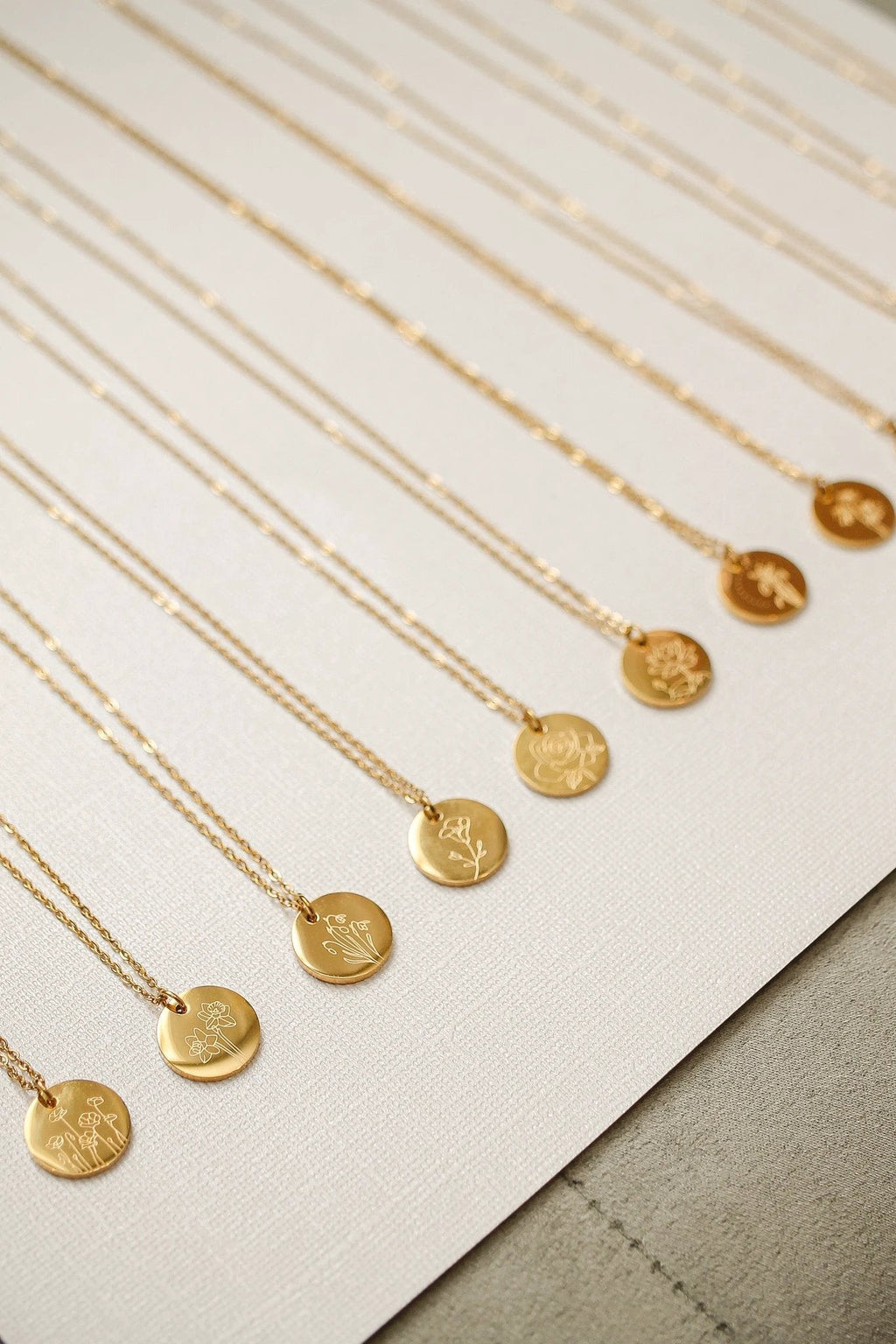 Birth Flower Necklace by Rose & Clay
