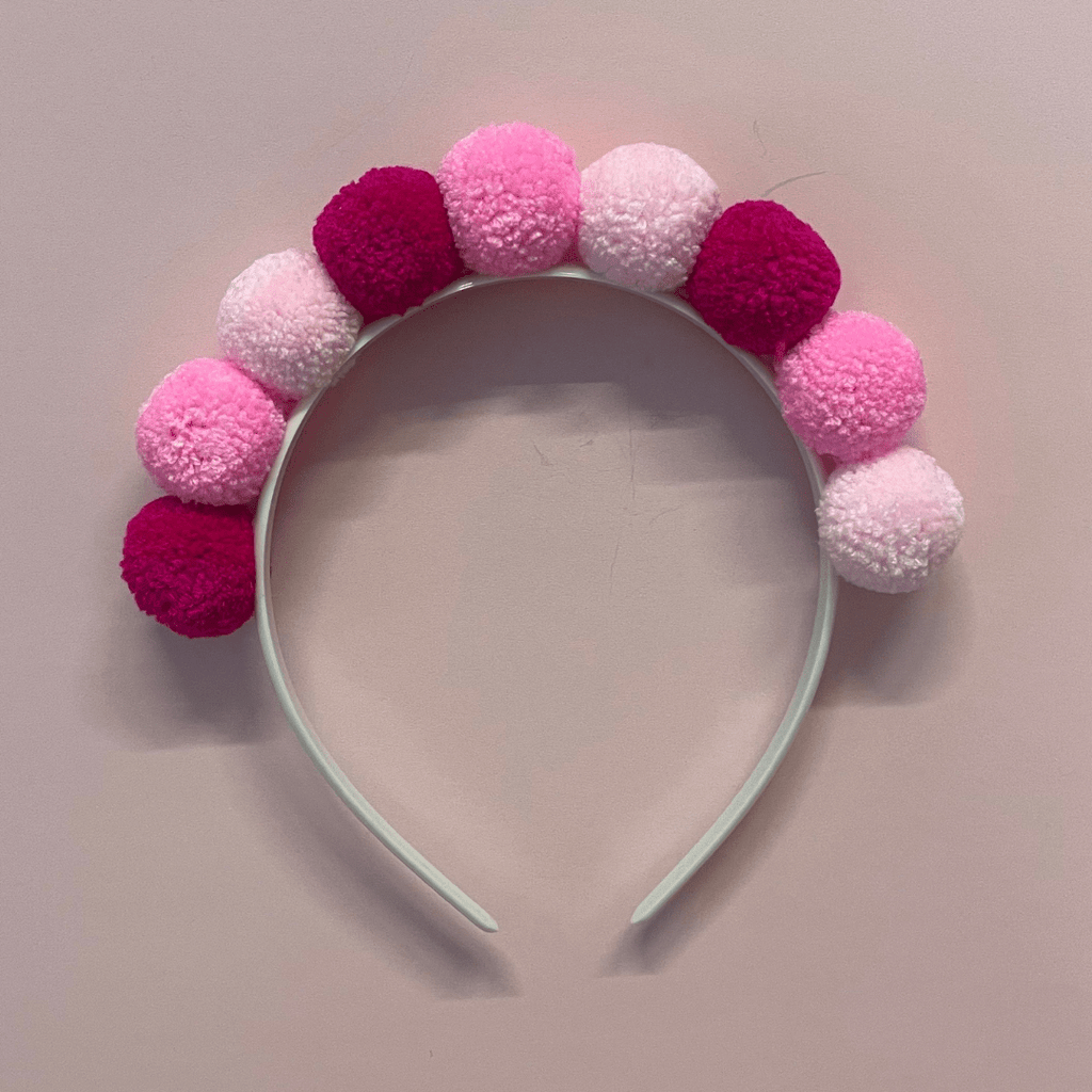 Birthday Pom Pom Headband in Red and Pink Party La Vie Bien Birthday Pom Pom Headband in Red and Pink