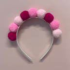 Birthday Pom Pom Headband in Red and Pink Party La Vie Bien Birthday Pom Pom Headband in Red and Pink