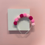 Birthday Pom Pom Headband in Red and Pink Party La Vie Bien Birthday Pom Pom Headband in Red and Pink
