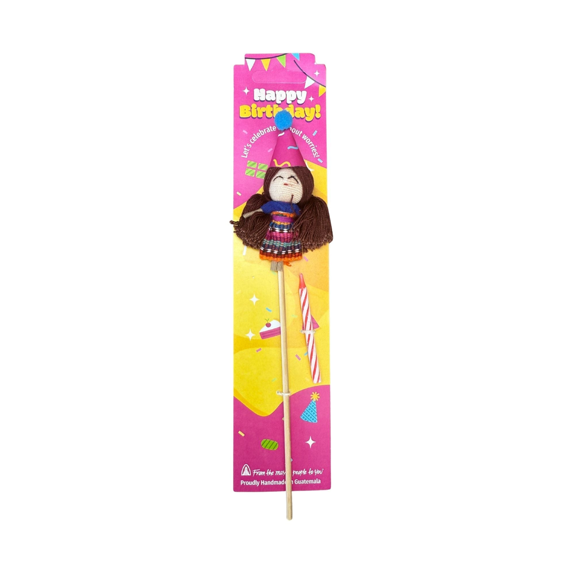Birthday Worry Doll Cake Topper with Candle La Vie Bien Birthday Worry Doll Cake Topper with Candle