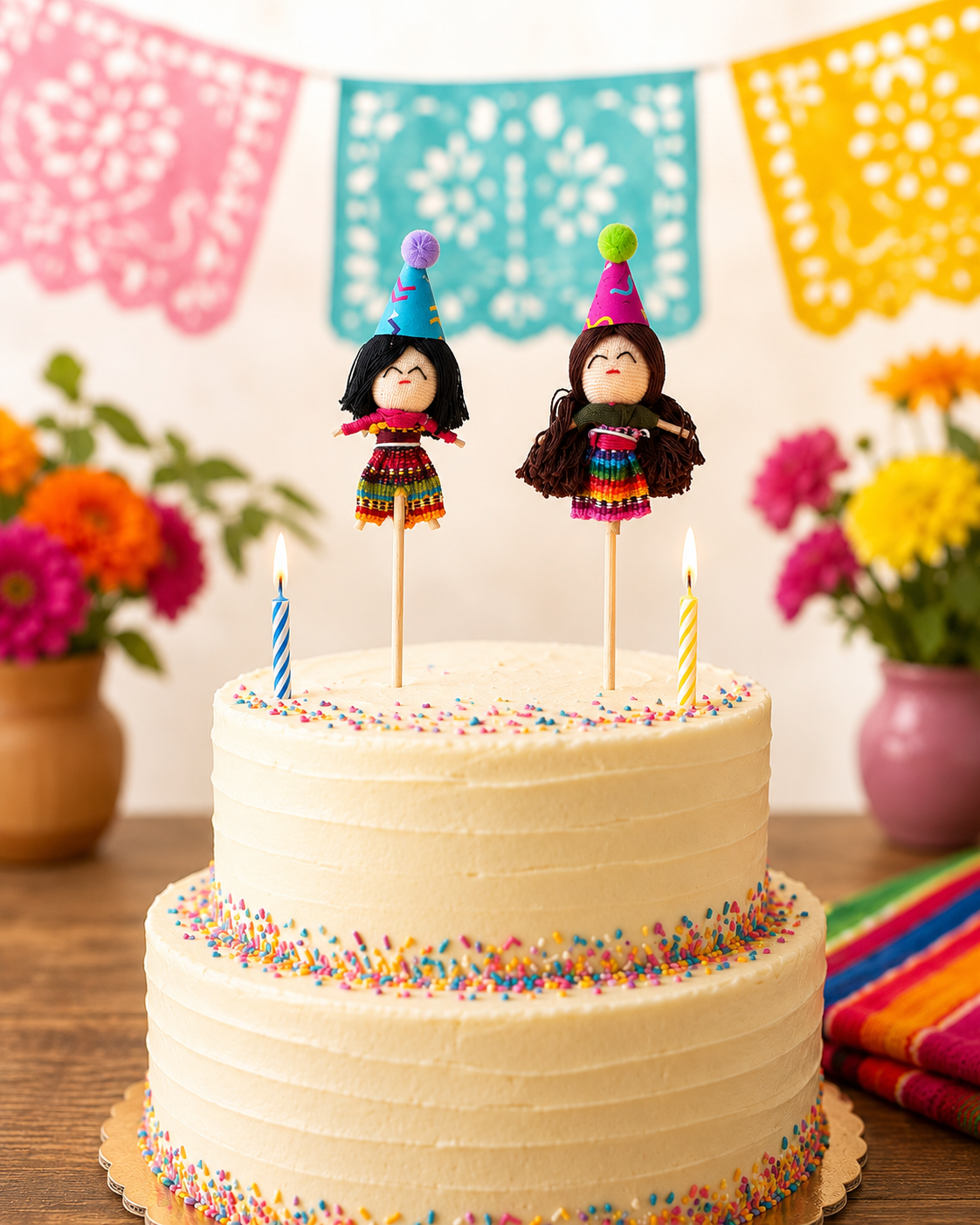 Birthday Worry Doll Cake Topper with Candle La Vie Bien Birthday Worry Doll Cake Topper with Candle