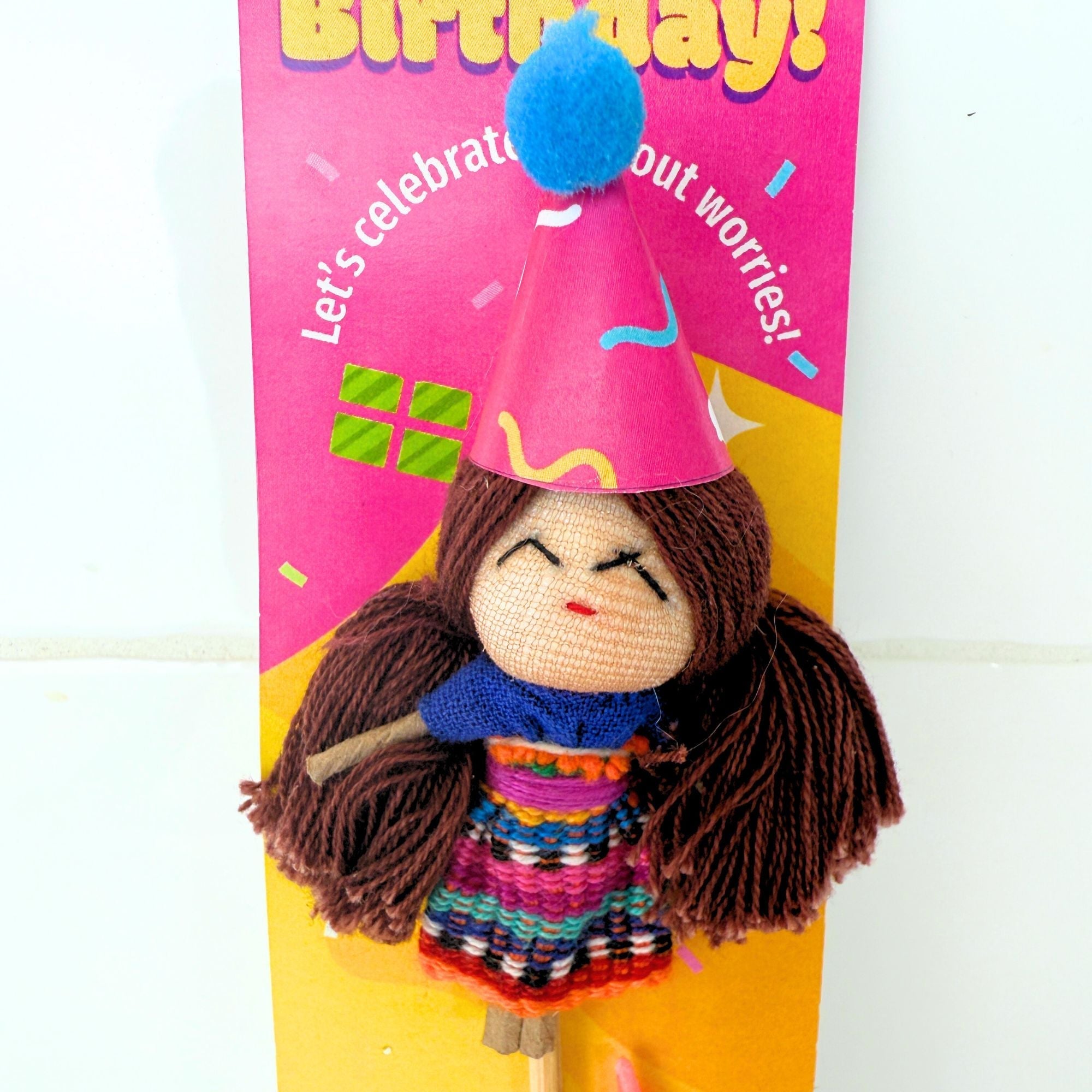 Birthday Worry Doll Cake Topper with Candle La Vie Bien Birthday Worry Doll Cake Topper with Candle