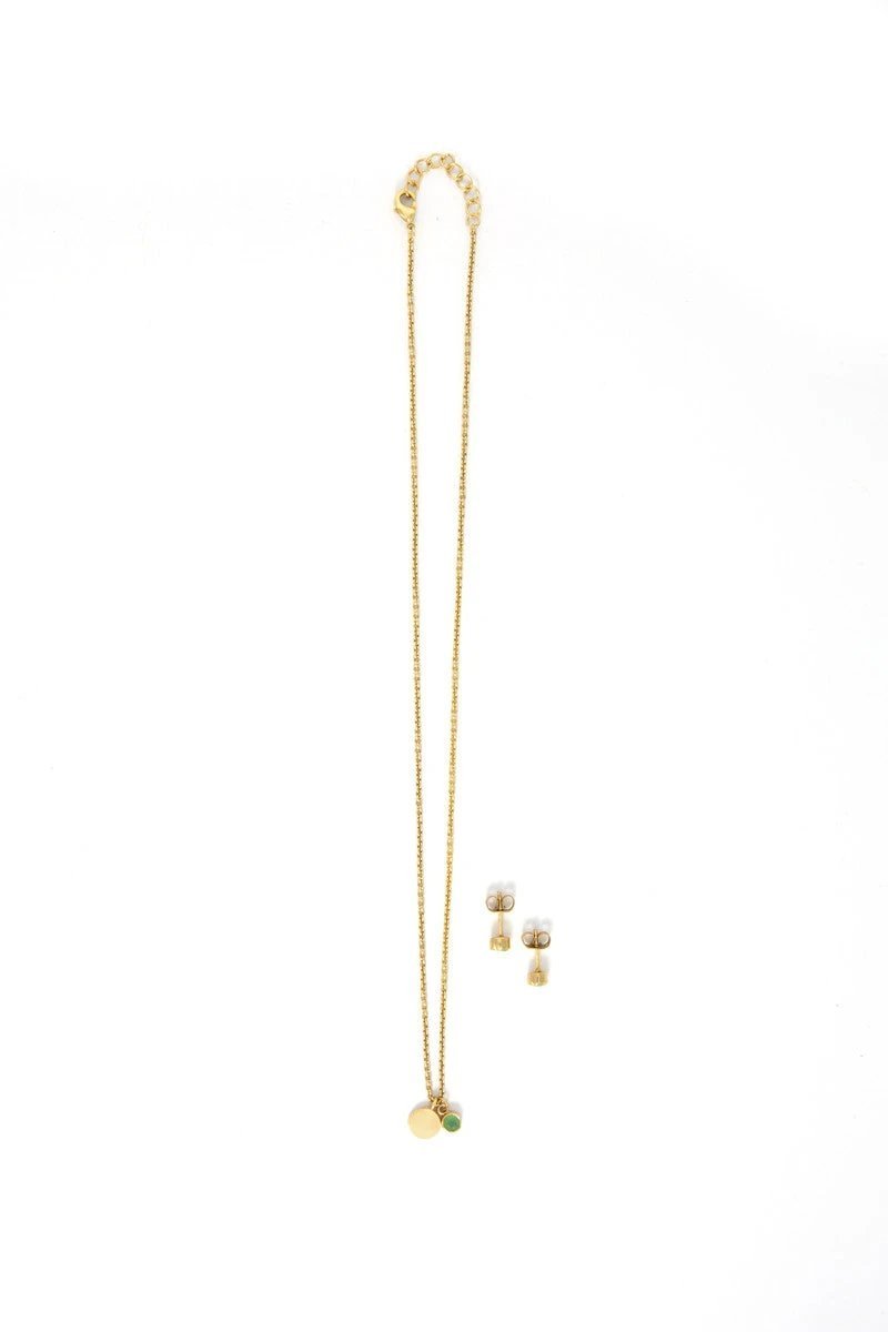 Birthstone Crystal Necklace and Earring Set