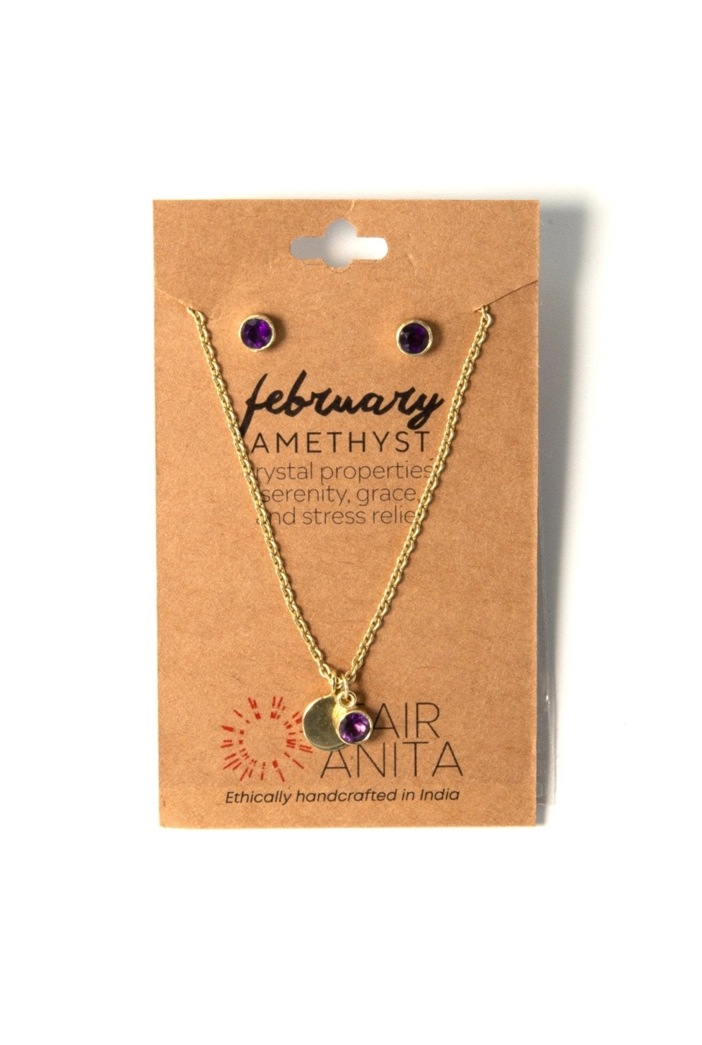 Birthstone Crystal Necklace and Earring Set