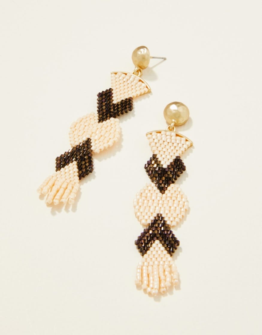 Bitty Bead Earrings - Deco Cream & Black Jewelry La Vie Bien Bitty Bead Earrings - Deco Cream & Black