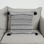 Black 22" X 22" Throw Pillow for couch with Tassels-Winter Throw Pillow La Vie Bien Black 22" X 22" Throw Pillow for couch with Tassels-Winter