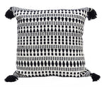 Black 22" X 22" Throw Pillow for couch with Tassels-Winter Throw Pillow La Vie Bien Black 22" X 22" Throw Pillow for couch with Tassels-Winter
