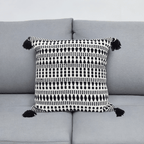 Black 22" X 22" Throw Pillow for couch with Tassels-Winter Throw Pillow La Vie Bien Black 22" X 22" Throw Pillow for couch with Tassels-Winter