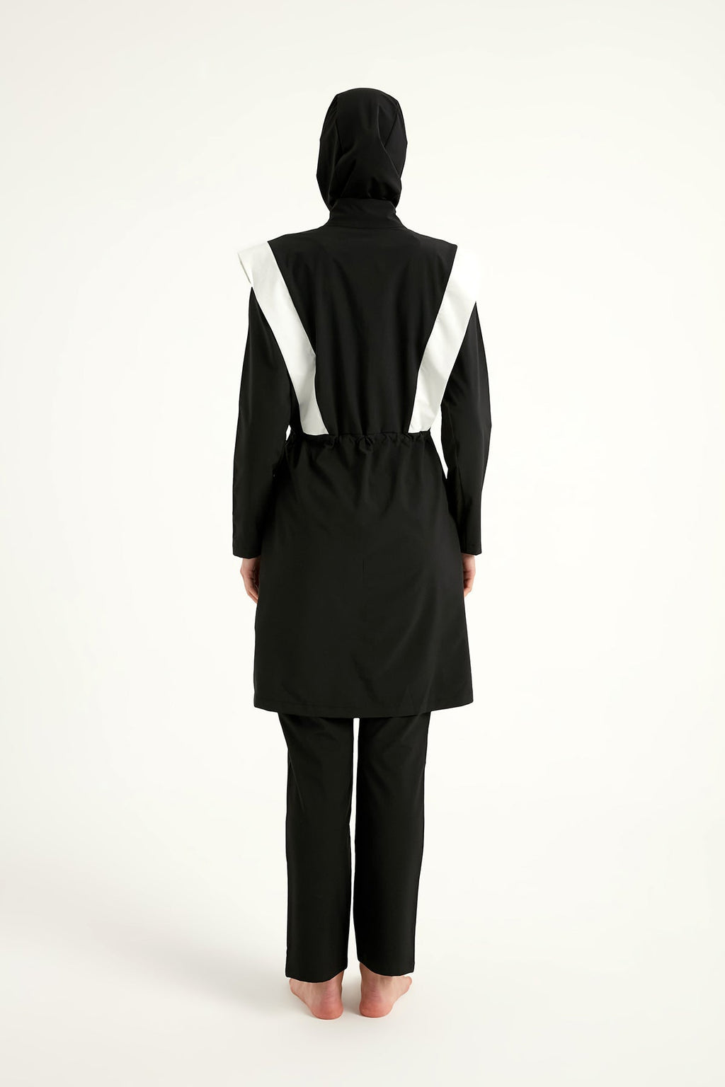 Black Adjustable Waist Modest Burkini Set M2526-1 Covered Burkini Swimwear La Vie Bien Black Adjustable Waist Modest Burkini Set M2526-1