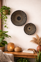 Black White Woven African Wall Storage Baskets Set of 2