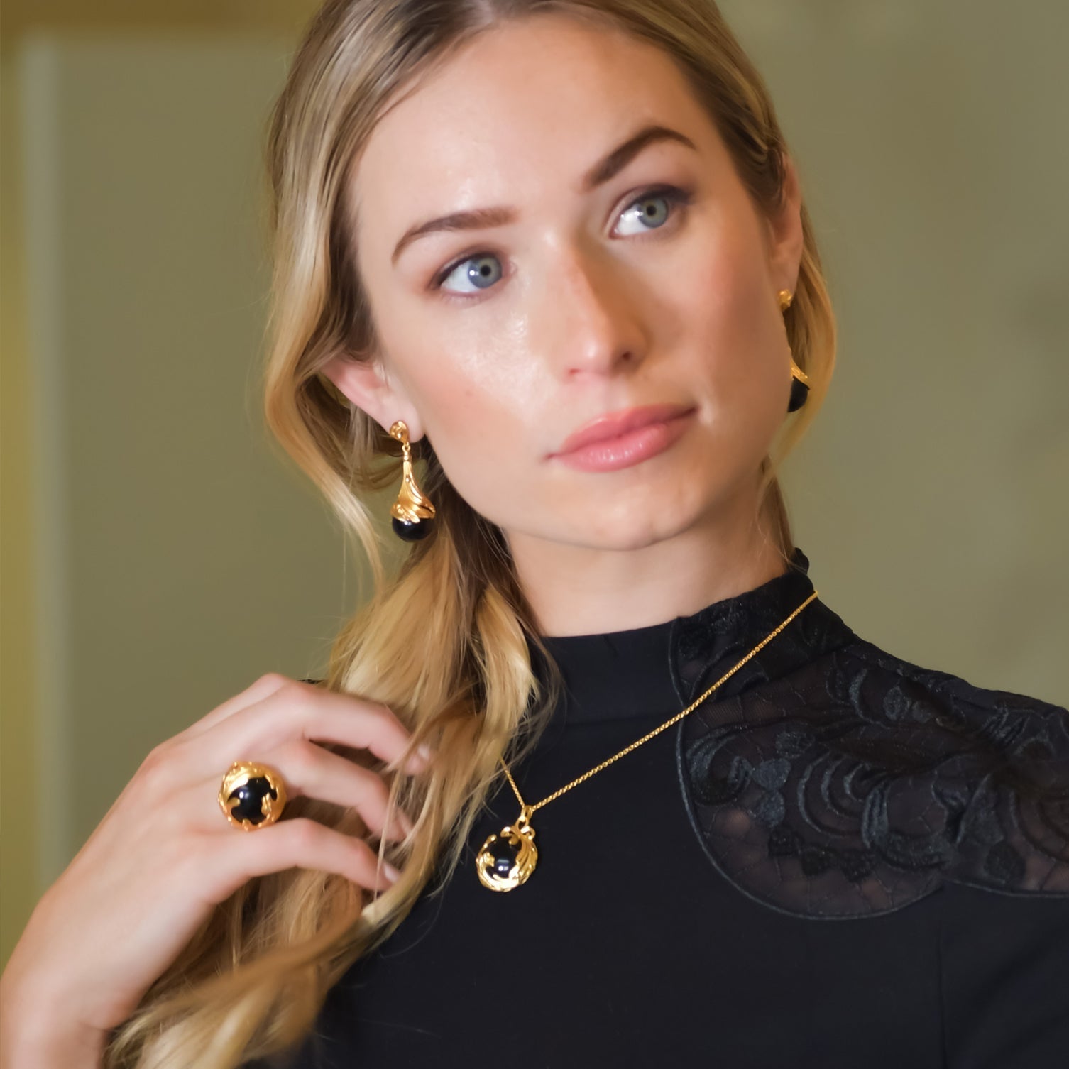 Black Agate & Diamonds Ring Rings La Vie Bien Black Agate & Diamonds Ring